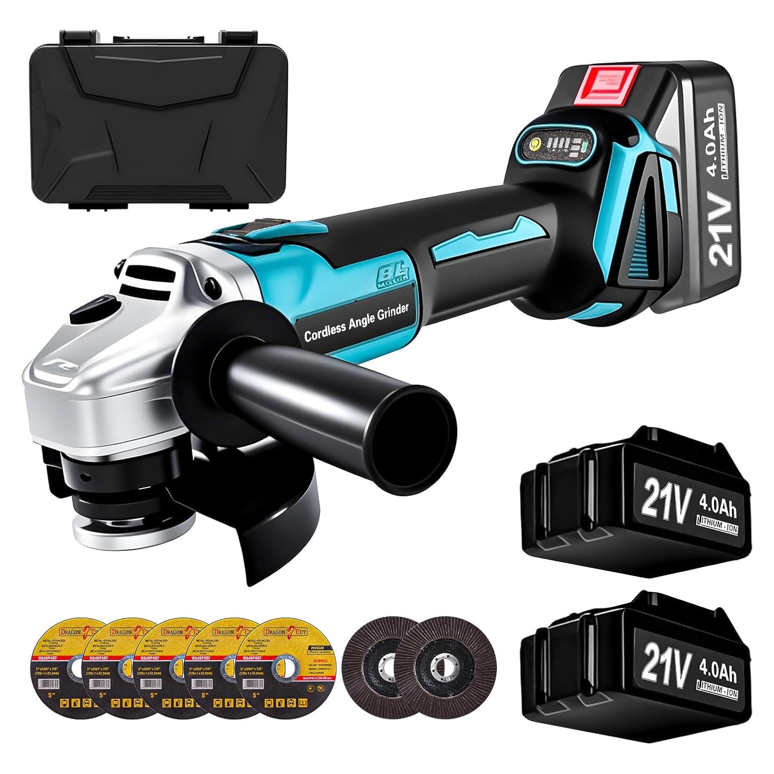 Amoladora Angular Inalámbrica Aslsouti 21V 9000RPM 3 Velocidades