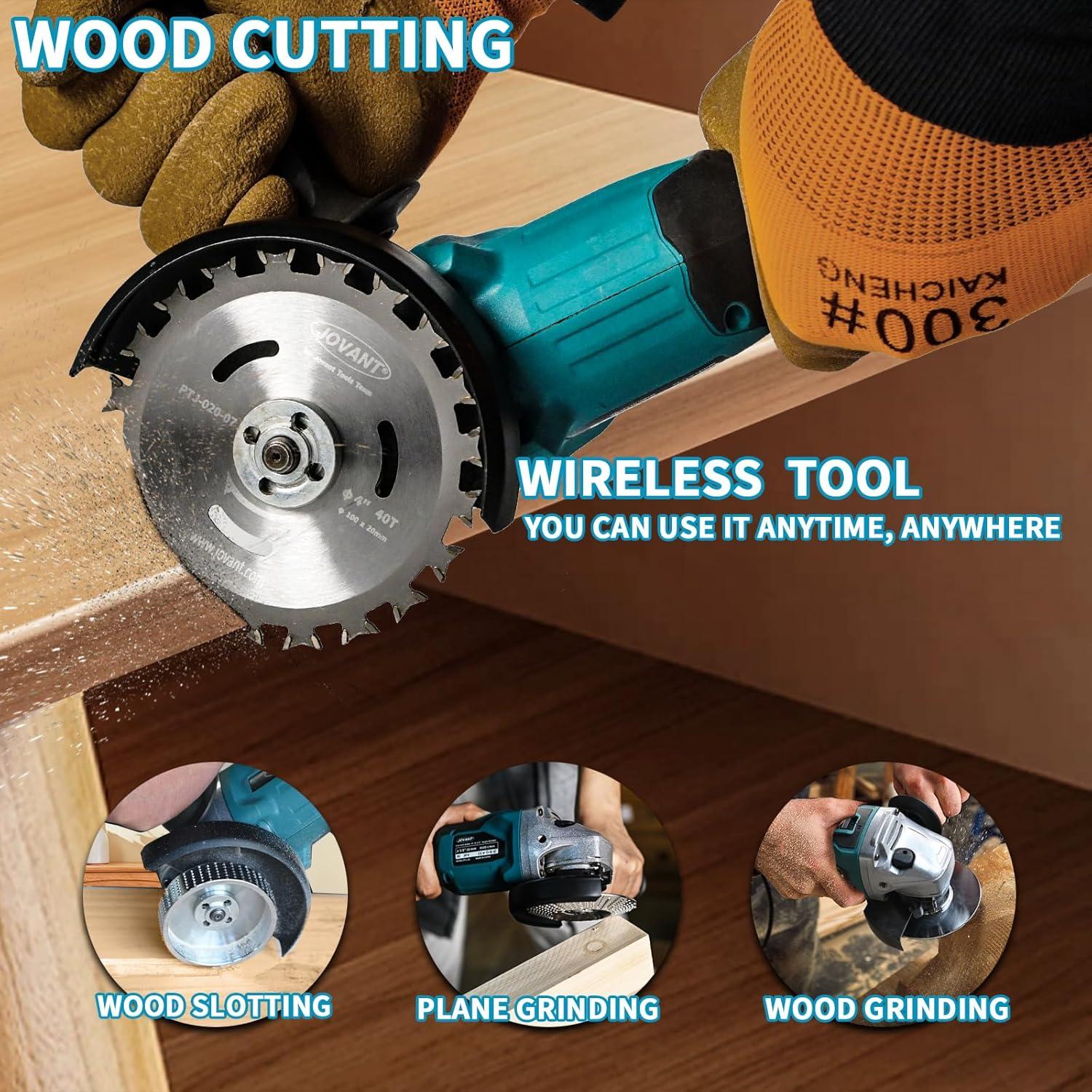 Molinete de Ángulo Inalámbrico JOVANT 20V 8500RPM 4" y 4-1/2"