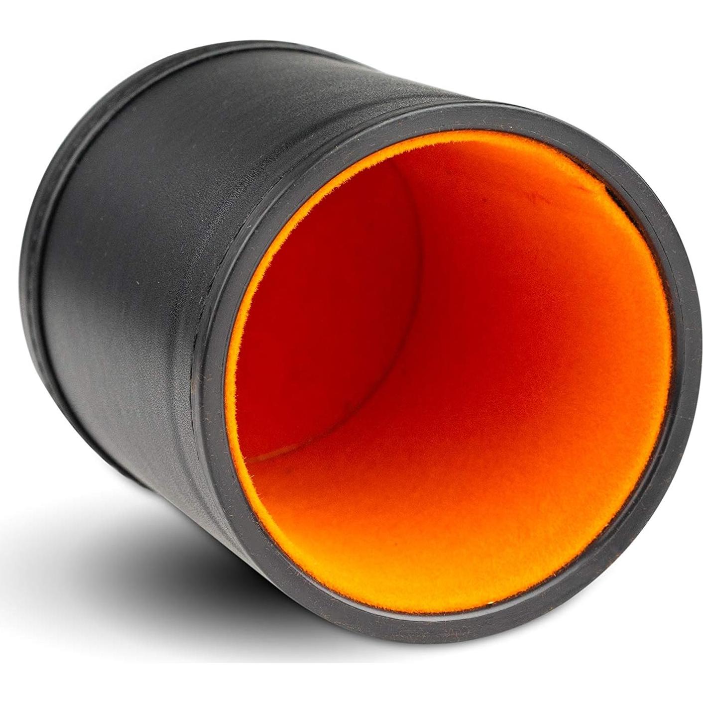 Copa de Dados de Cuero Siren Imports con 5 Dados Naranja