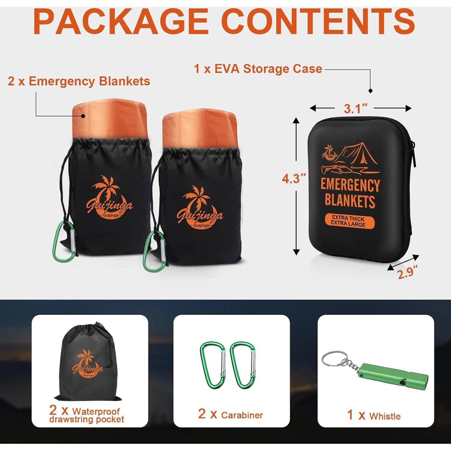 Mantitas de Emergencia Guijinga 210x160 cm Paquete de 2