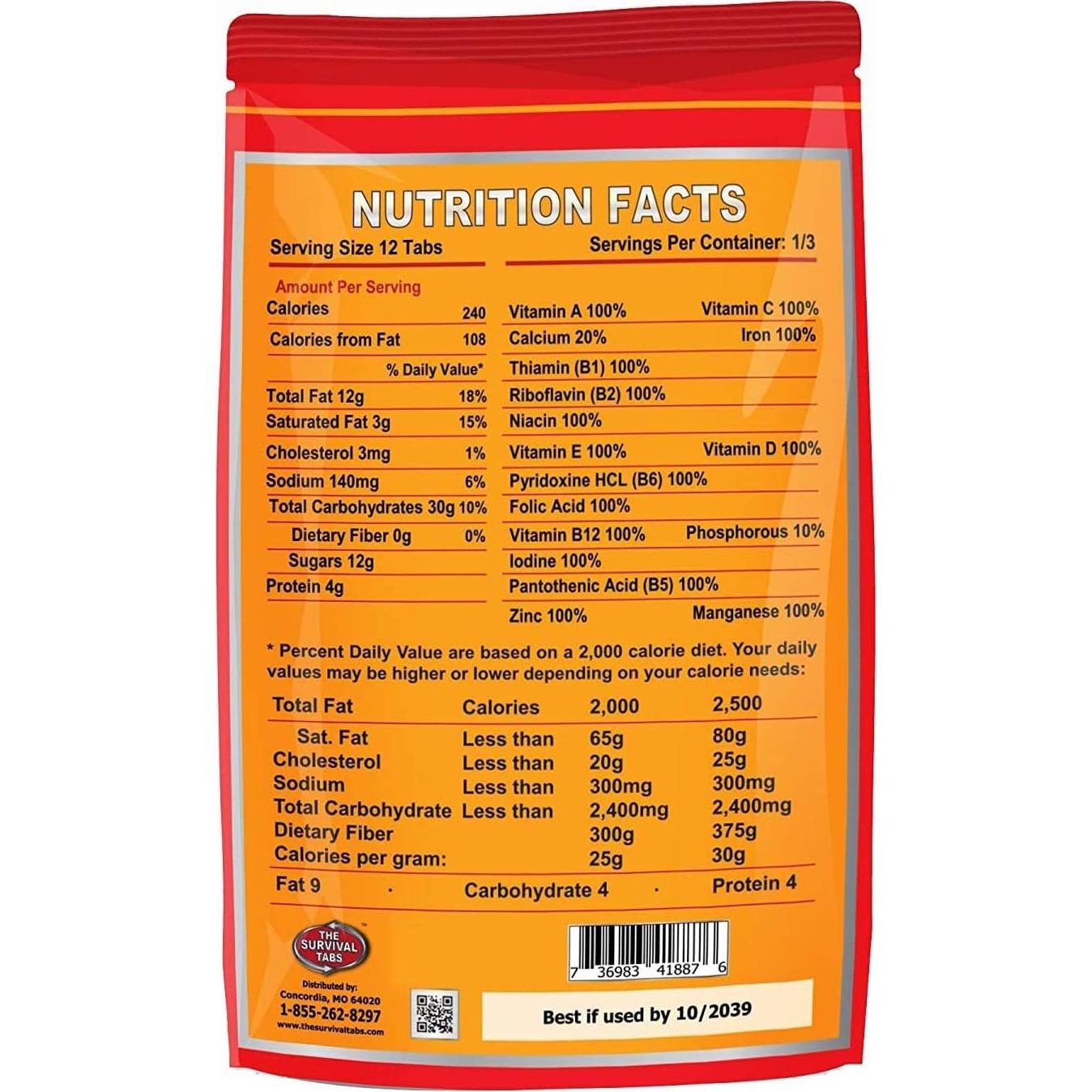 Alimentos de Emergencia - Tabletitas de Supervivencia Chocolate 120 Unidades