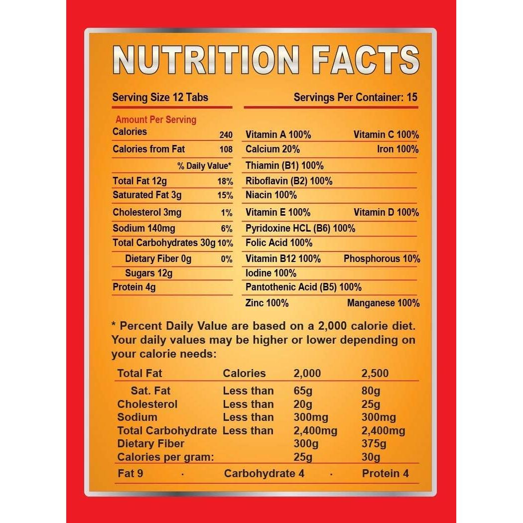 Tablillas de Supervivencia 180 Tabletas Sabor Chocolate - 15 Días