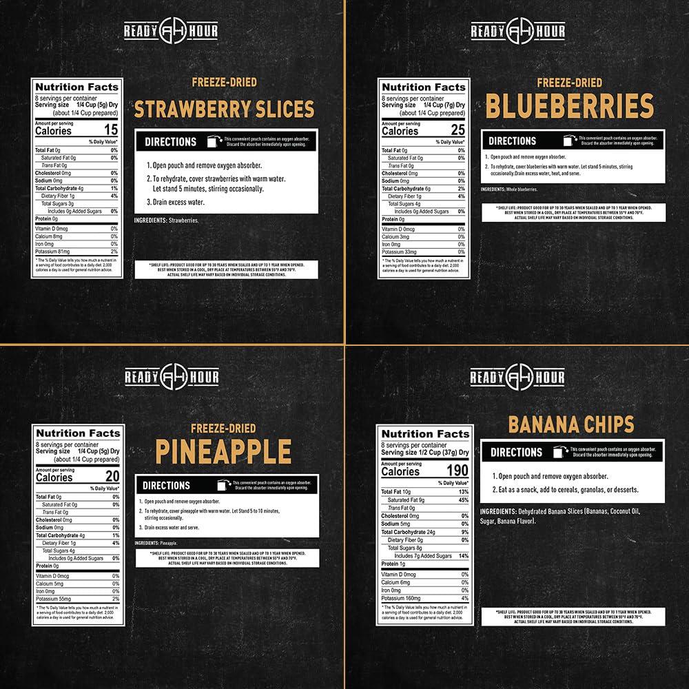 Comida Deshidratada Hora Lista - 56 Porciones Frutas y Verduras