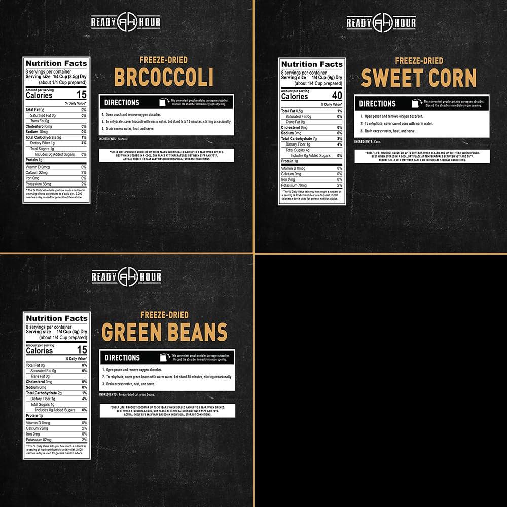 Comida Deshidratada Hora Lista - 56 Porciones Frutas y Verduras