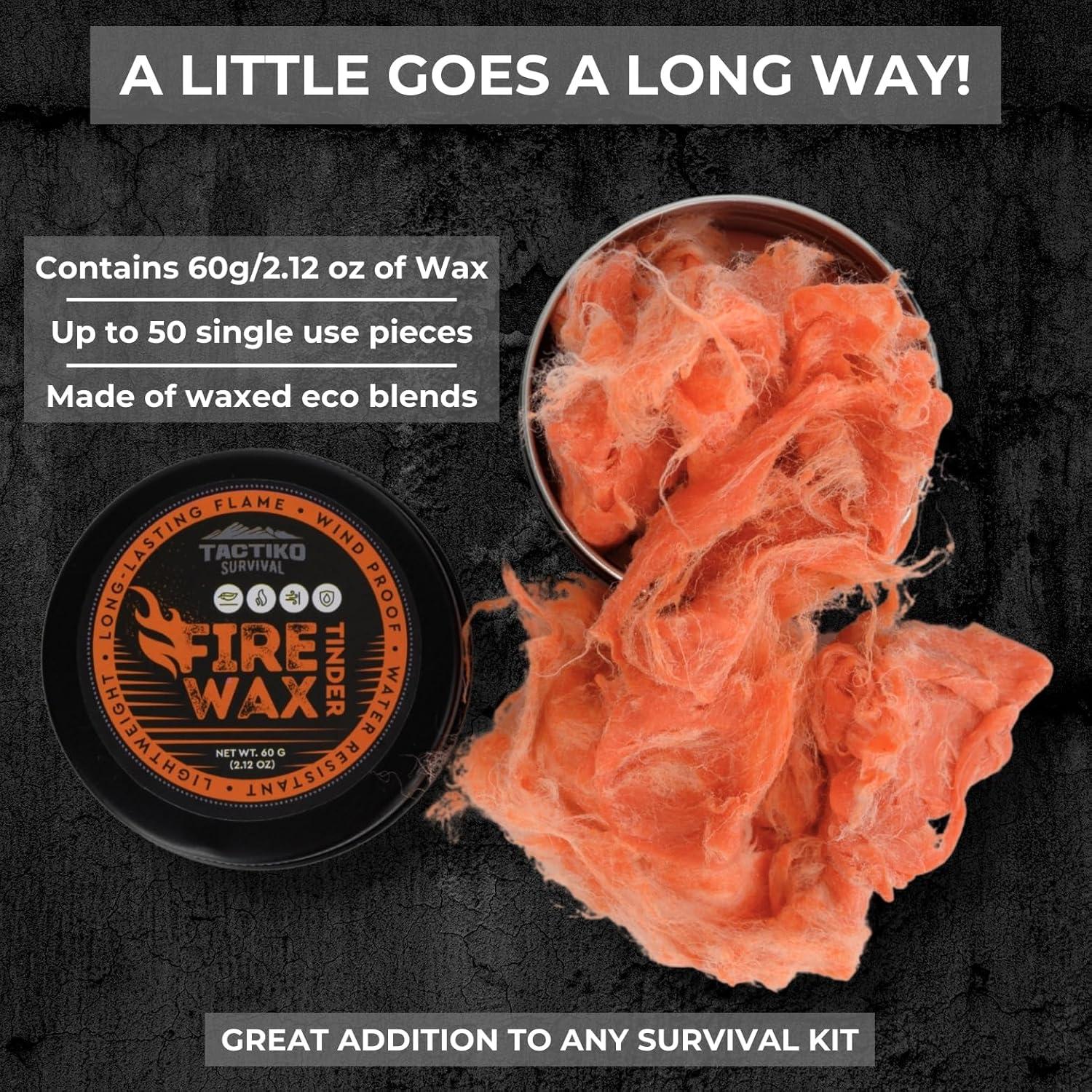 Cera de Fuego Tactiko - 60g, quema 5 min, ideal para madera húmeda