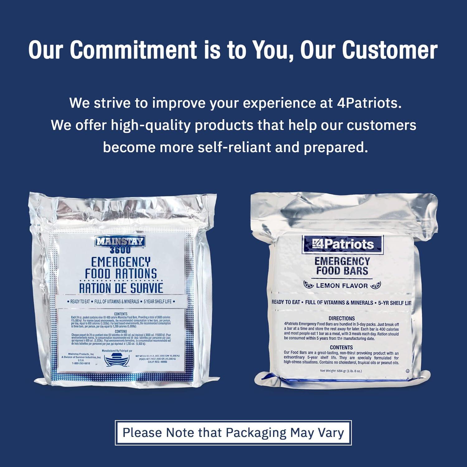 Barras de Comida de Emergencia 4Patriots - 9 Porciones 400 Calorías