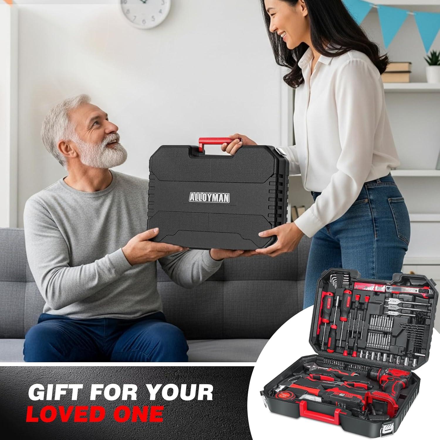 Juego de Herramientas Alloyman 174 Piezas con Taladro 20V