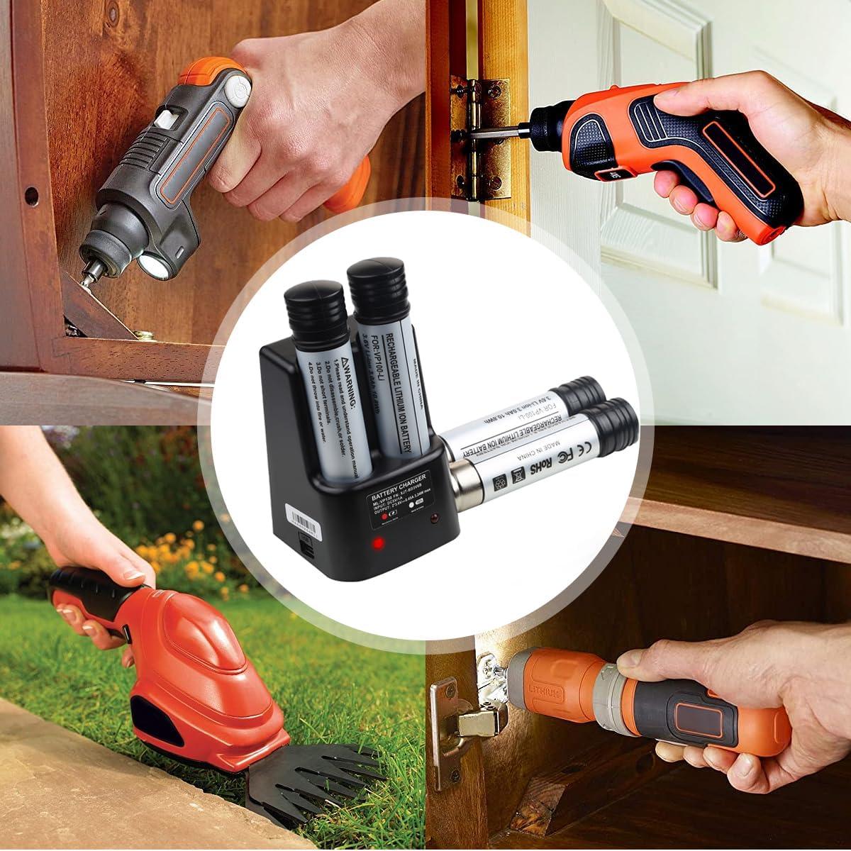 Paquete de 4 Baterías de Litio 3.6V 3000mAh + Cargador Black Decker