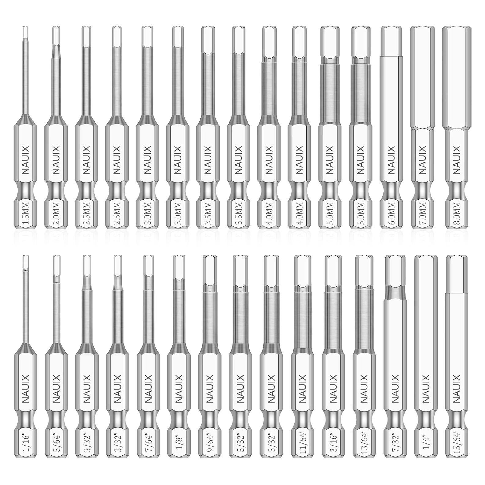 Juego de 30 Piezas Puntas Hexagonales Allen NAUIX S2 50mm