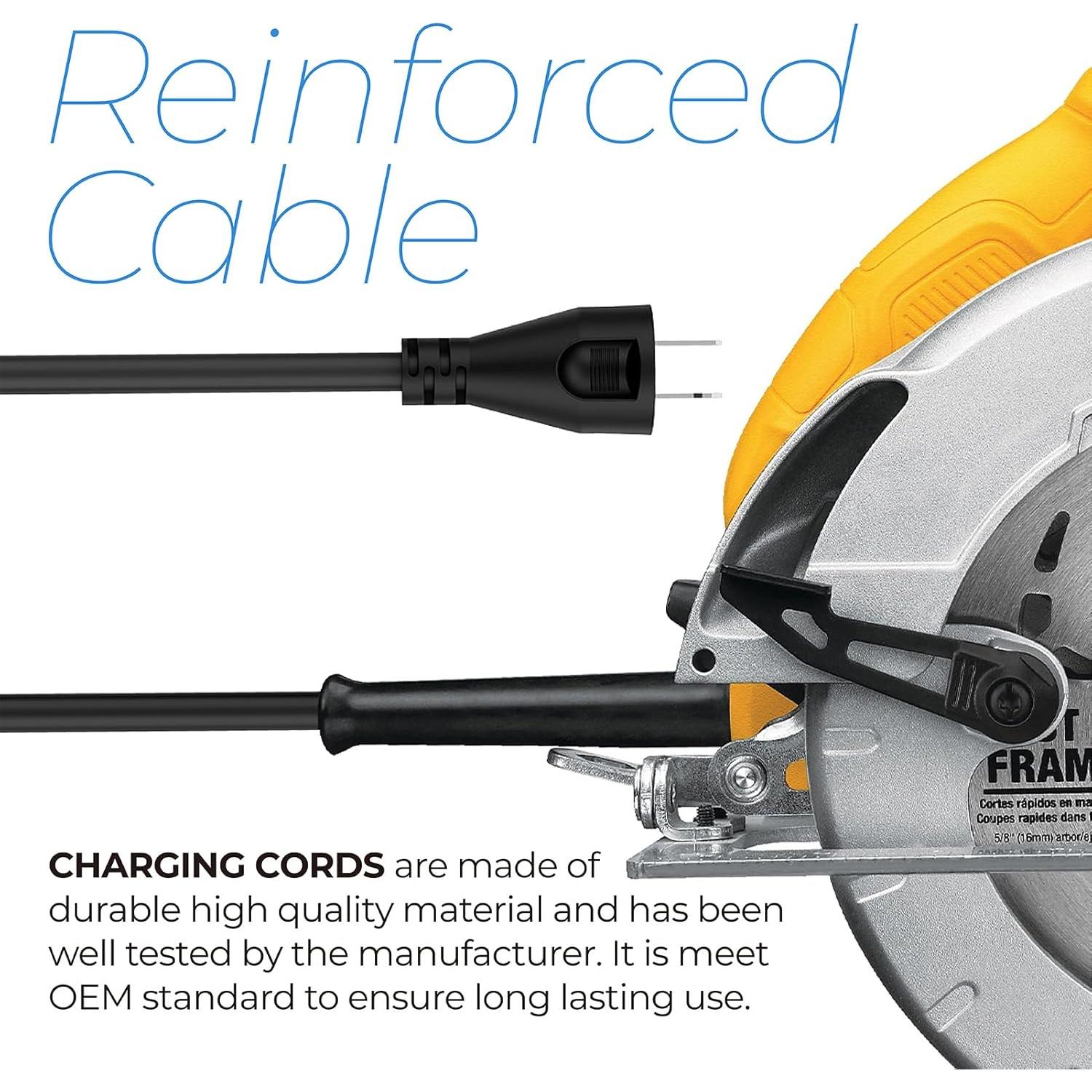 Cable de Poder 2 Hilos 18 AWG ANTOBLE 2.44m Compatible DeWalt