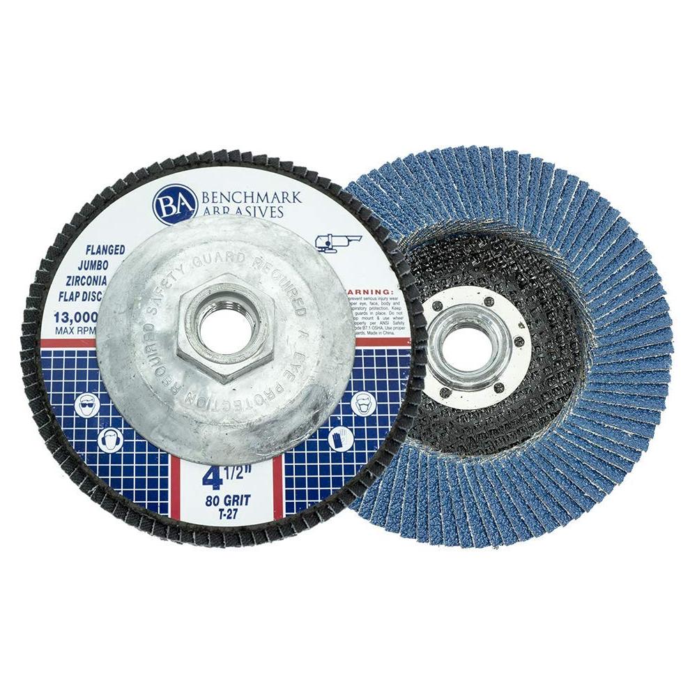 Discos de Aleta Jumbo Zirconia 4.5" 80 Grano Benchmark Abrasives
