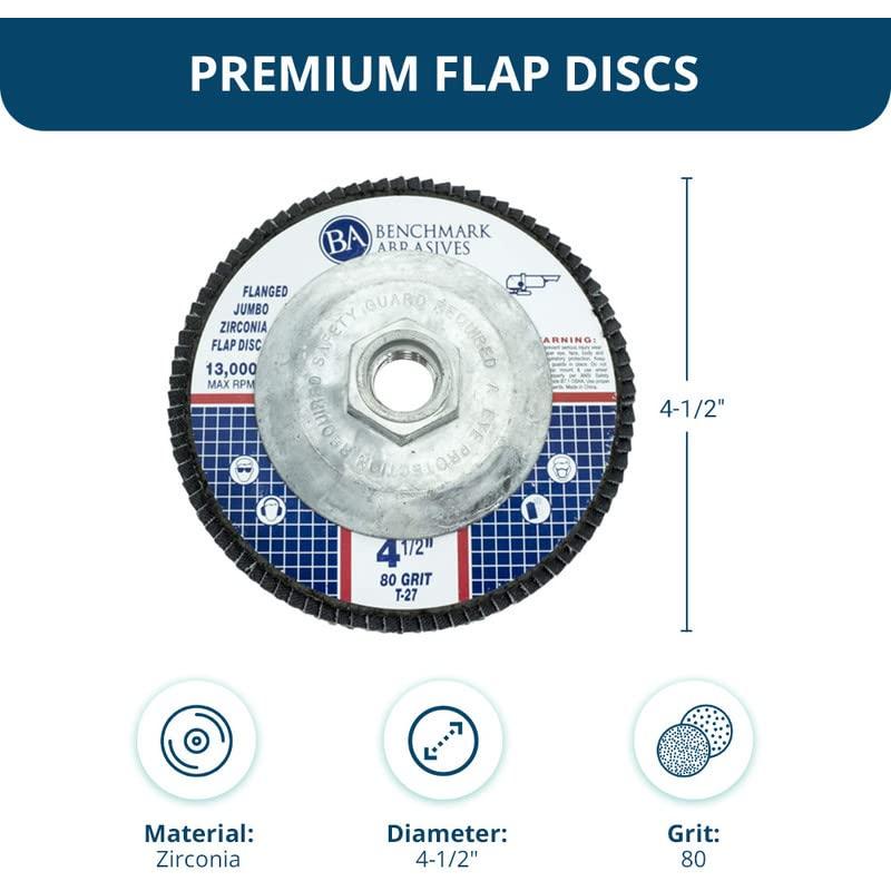 Discos de Aleta Jumbo Zirconia 4.5" 80 Grano Benchmark Abrasives