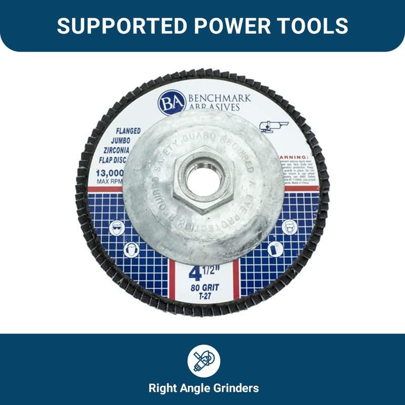 Discos de Aleta Jumbo Zirconia 4.5" 80 Grano Benchmark Abrasives