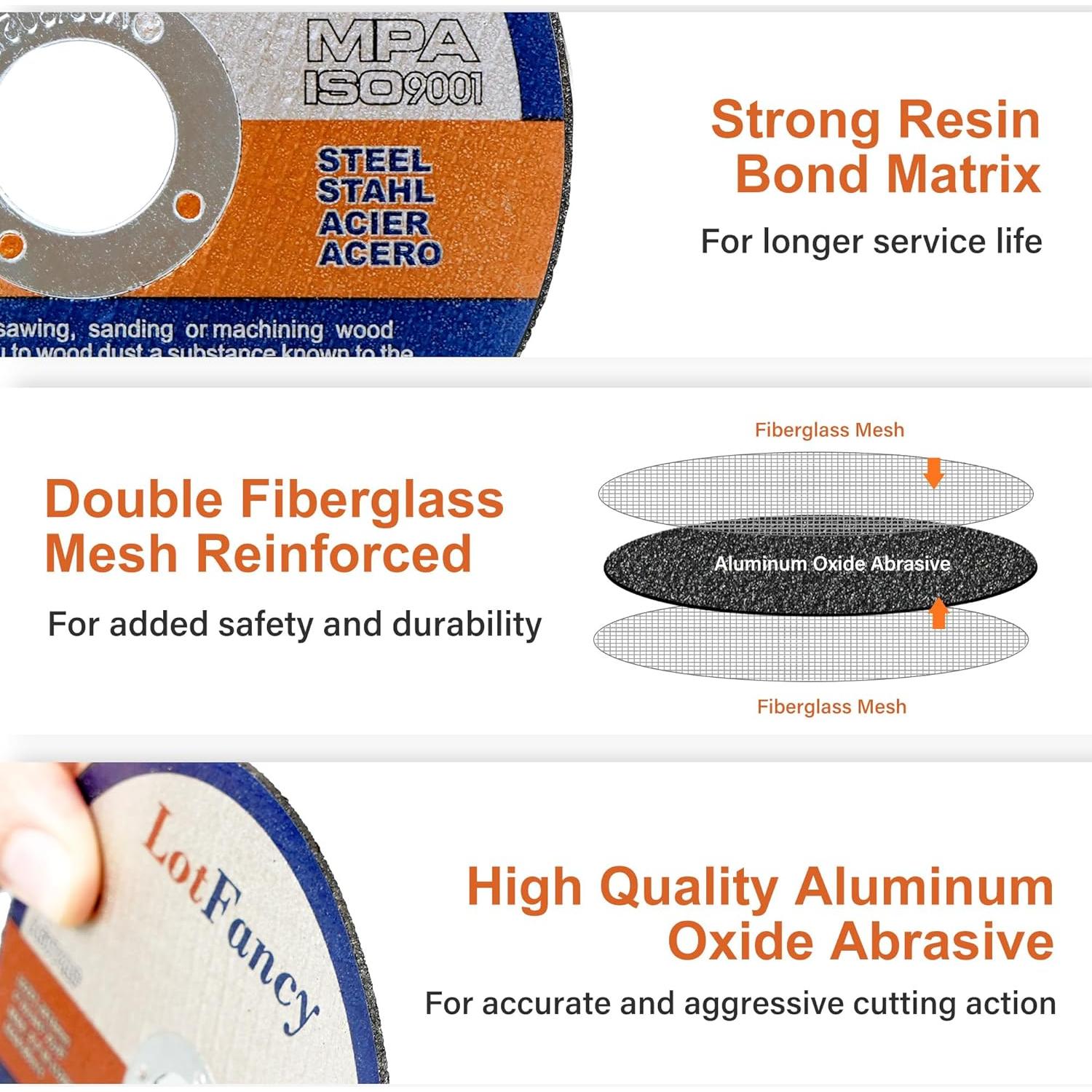 Discos de Corte LotFancy 4.5" para Metal y Acero Inoxidable - Paquete de 10