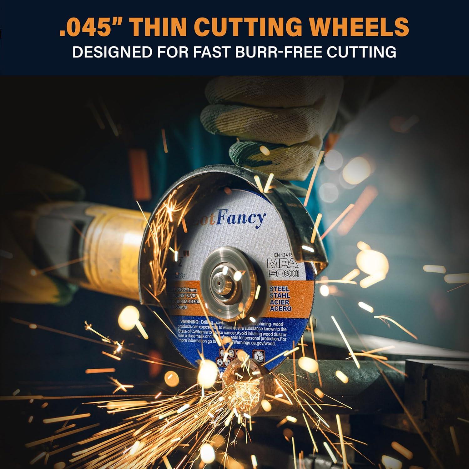 Discos de Corte LotFancy 4.5" para Metal y Acero Inoxidable - Paquete de 10