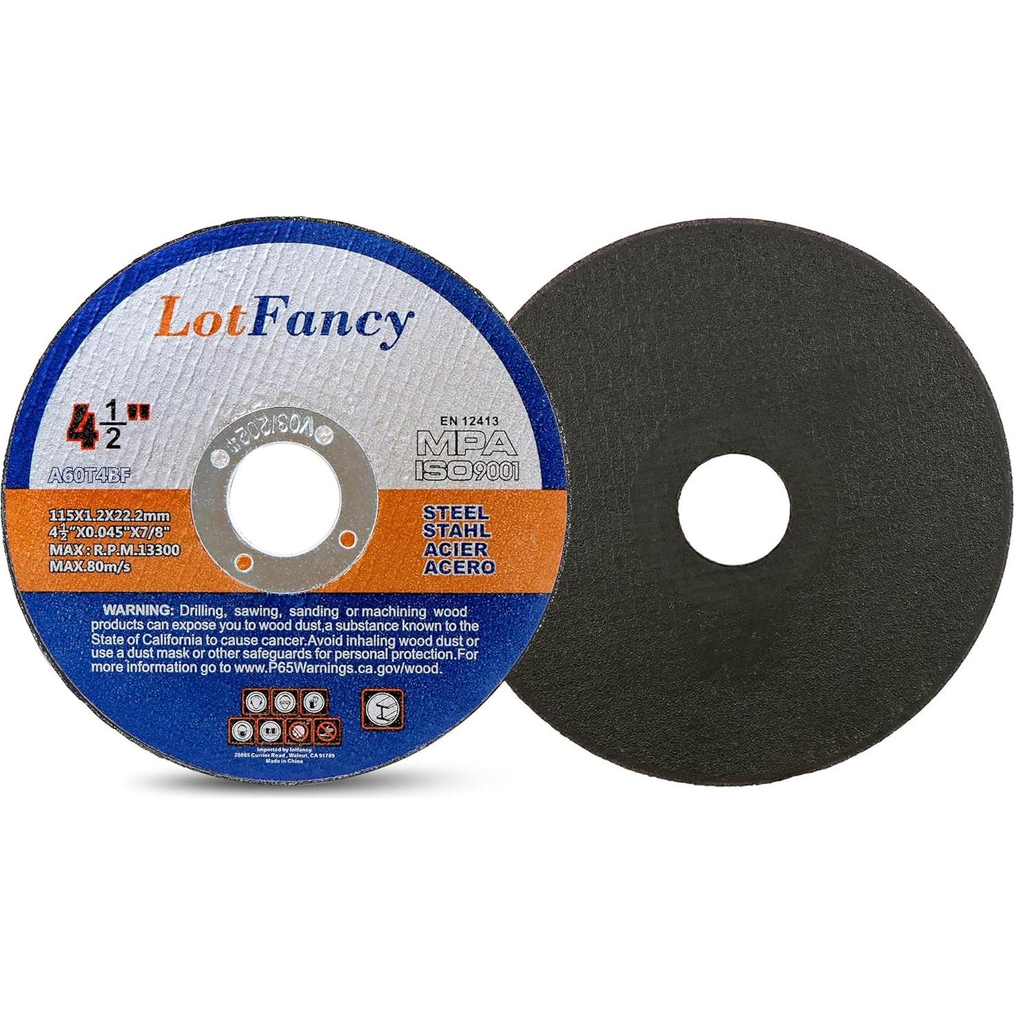 Discos de Corte LotFancy 4.5" para Metal y Acero Inoxidable - Paquete de 10