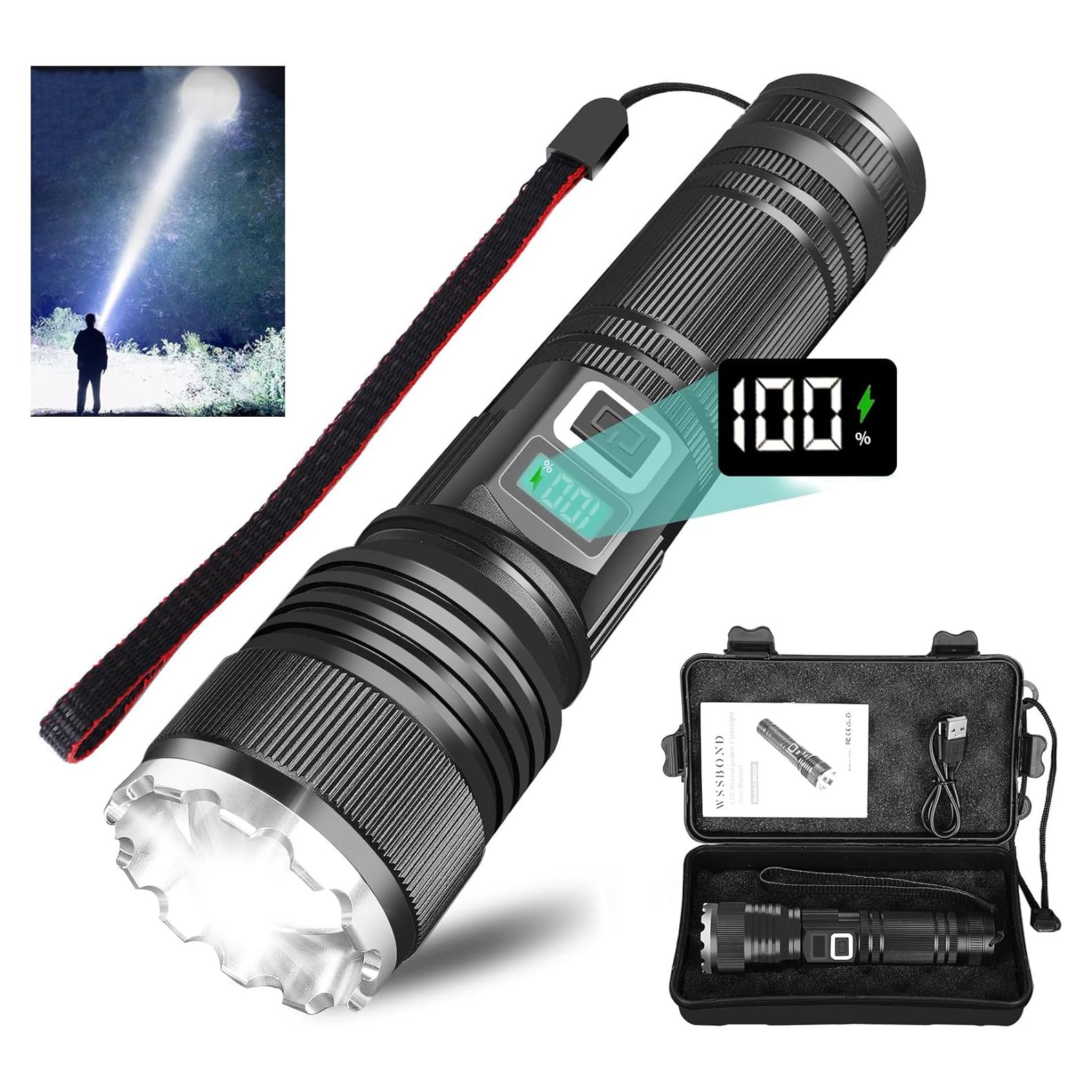 Linterna Recargable WSSBOND G3000DP Alta Lúmenes 20h 5 Modos