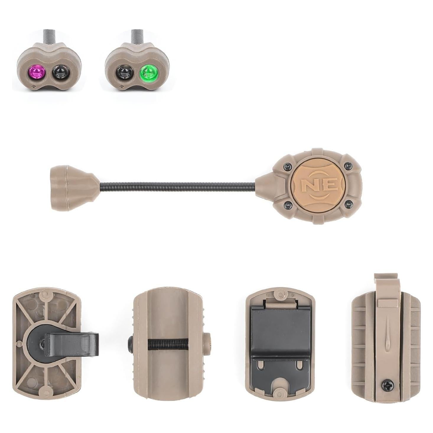 Luz de Casco Táctico Militar NECARL con IR y LED Verde