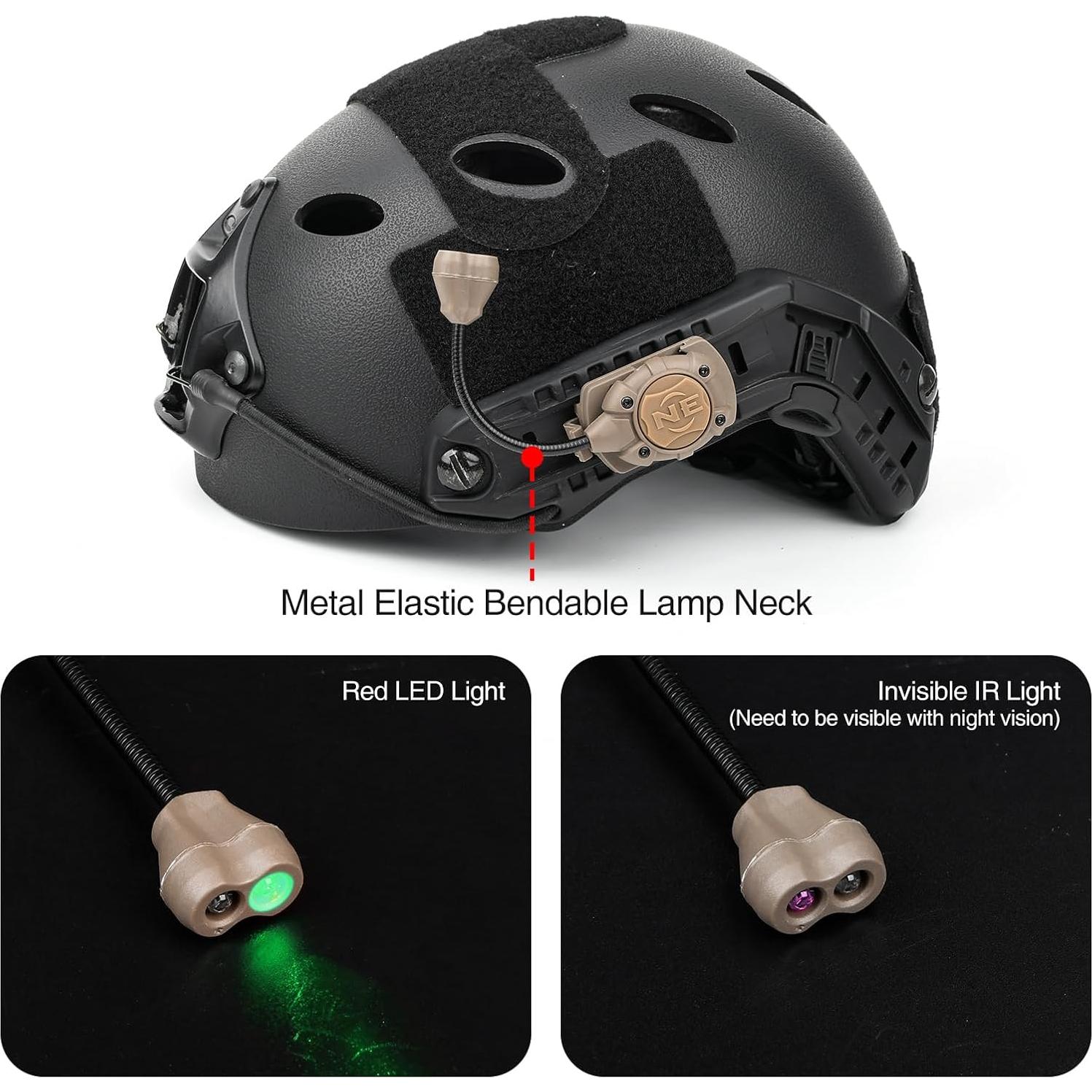 Luz de Casco Táctico Militar NECARL con IR y LED Verde