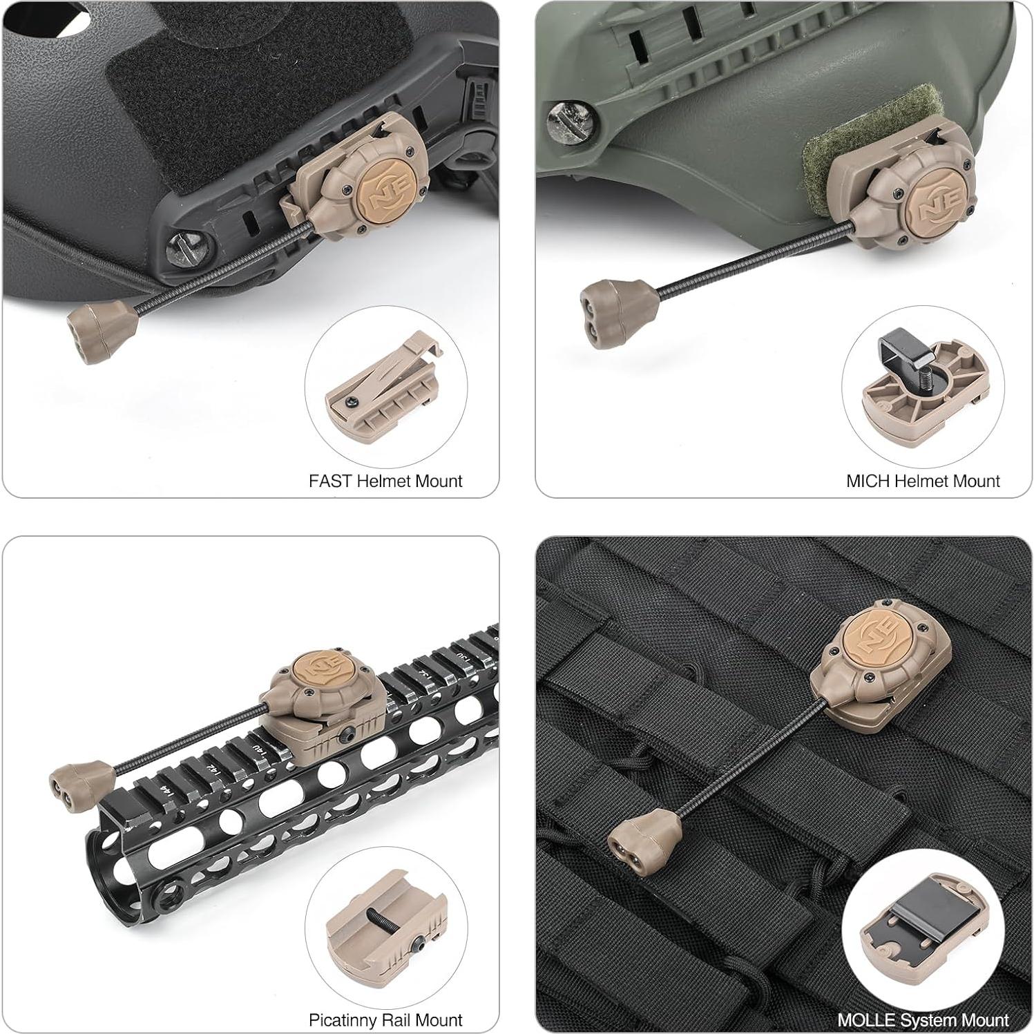 Luz de Casco Táctico Militar NECARL con IR y LED Verde