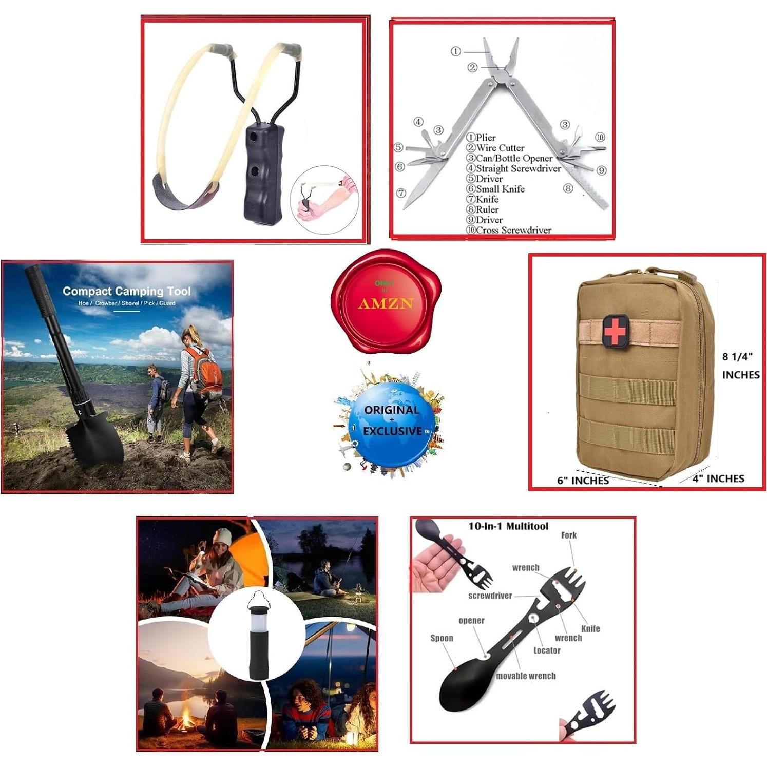 Kit de Supervivencia 29 en 1 SHARP CASTLE con Botiquín y Fuego