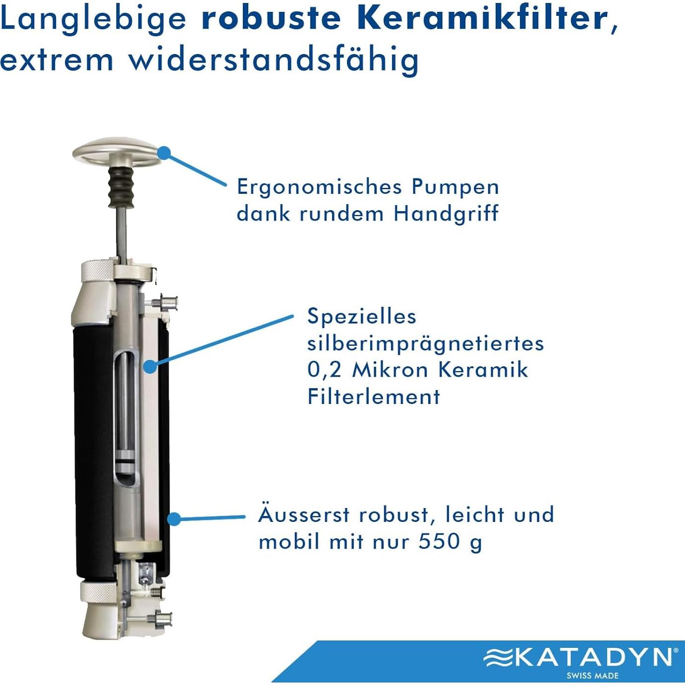 Filtro de Agua Katadyn Pocket 550g - Filtración Cerámica Eficiente