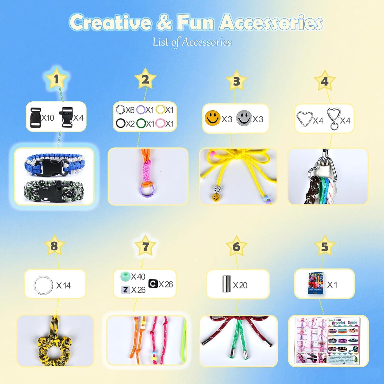 Kit Paracord MONOBIN 50 Colores con 28 Accesorios