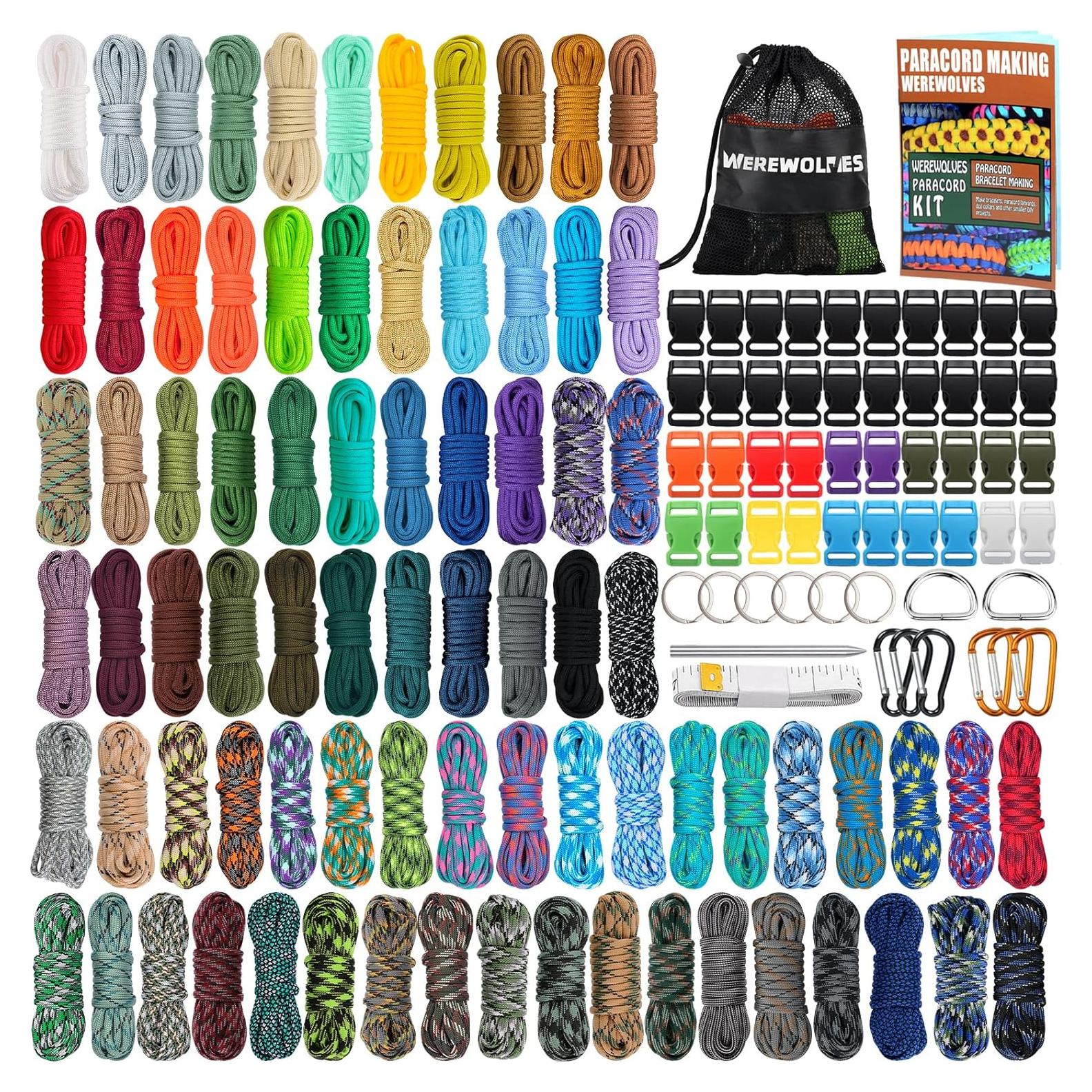 Kit de Paracord HOMBRES LOBO 80 Colores 3.05m para Manualidades