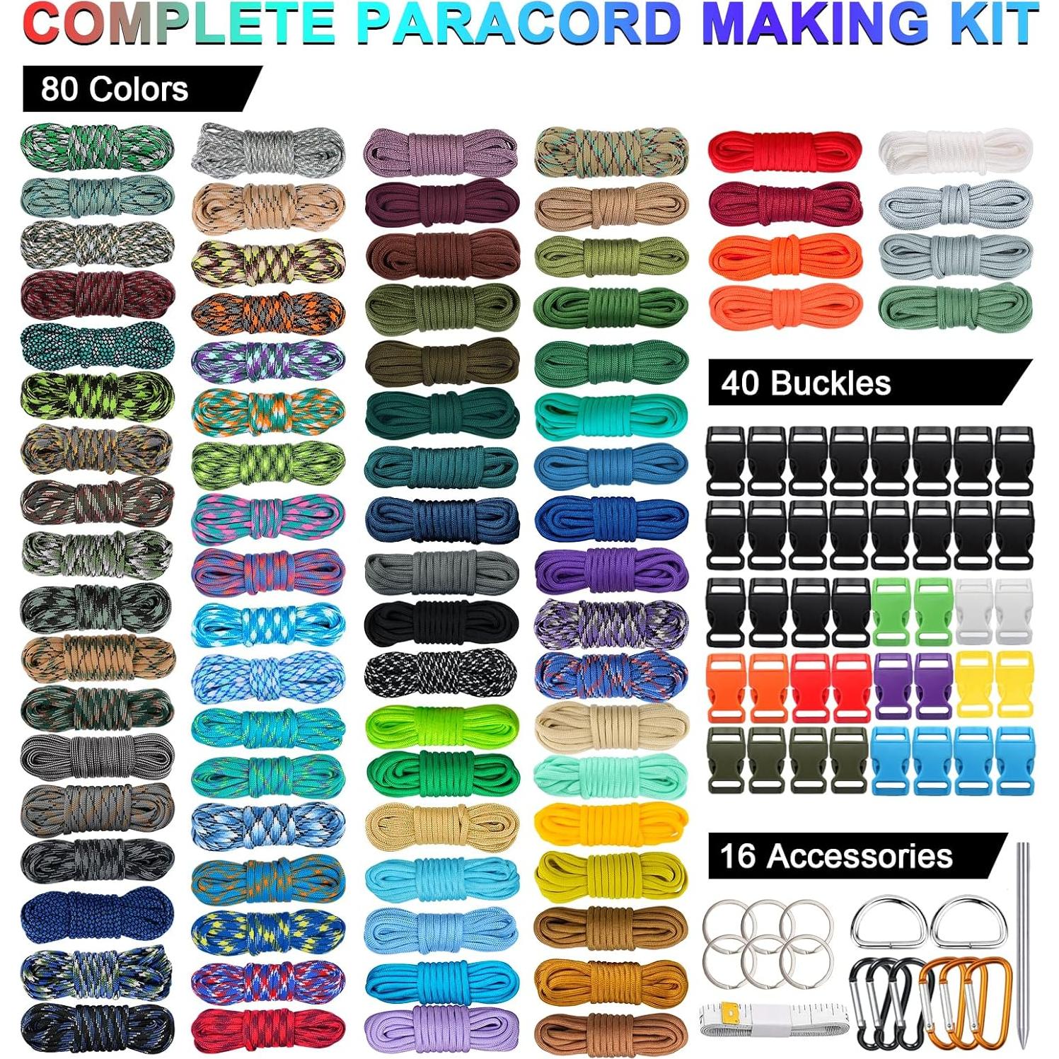 Kit de Paracord HOMBRES LOBO 80 Colores 3.05m para Manualidades