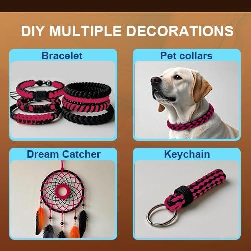 Micro Paracord Legnowit 1.18mm x 60.96m 2 Pack Nylon