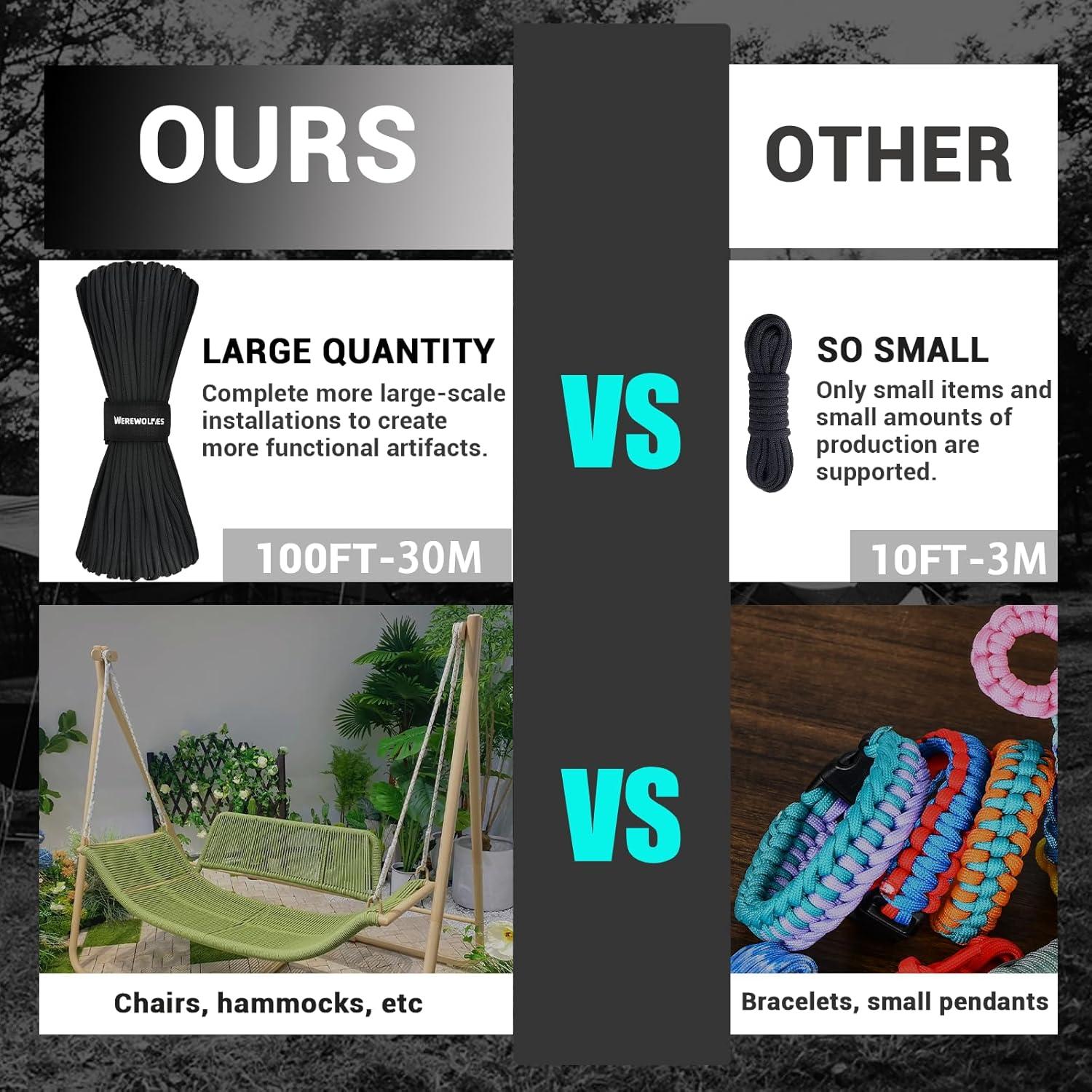 Kits de Cuerda Paracord WEREWOLVES 550 - 5 Colores 30 m