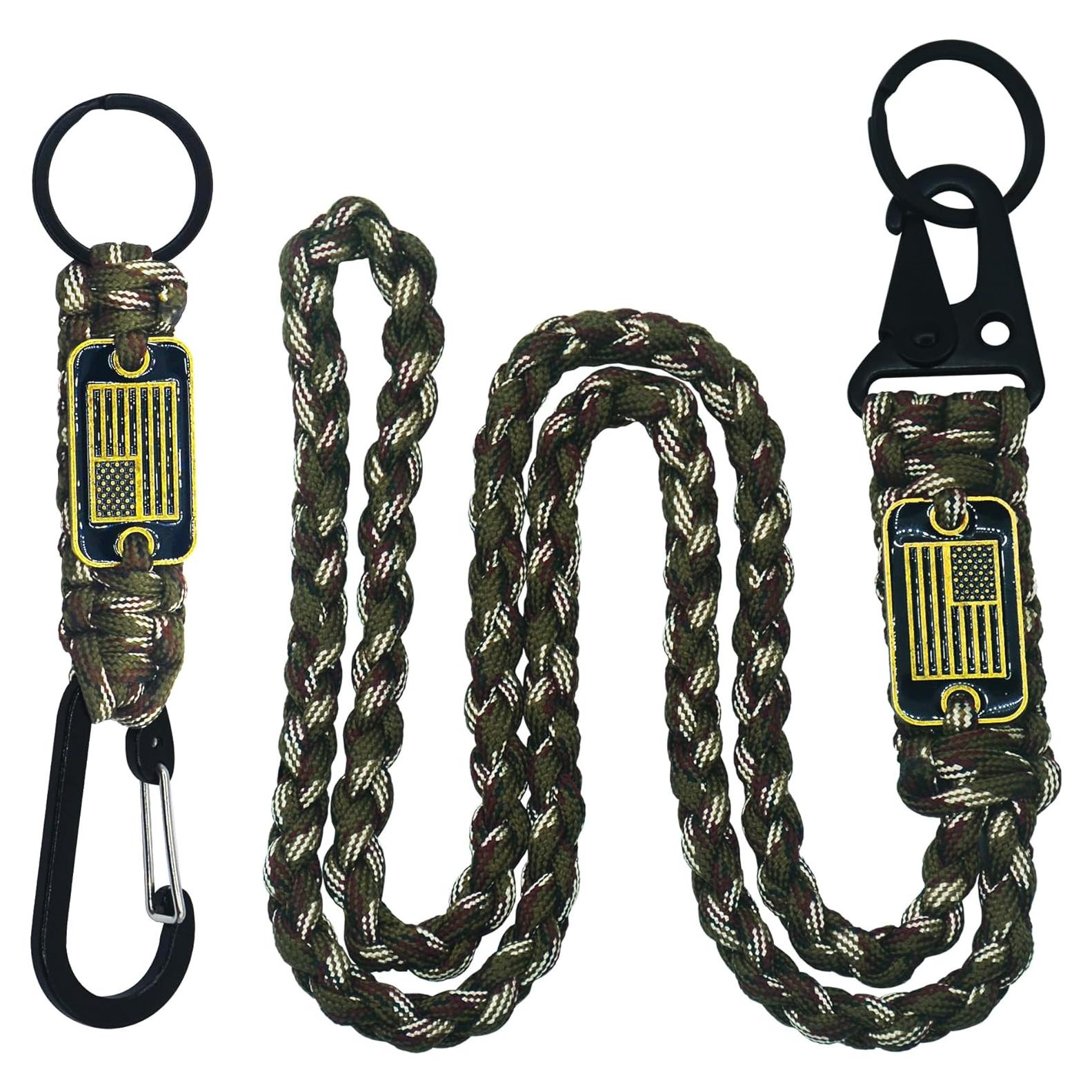 Lanyard de Paracord Camo-Verde PokShow con Bandera EE. UU.