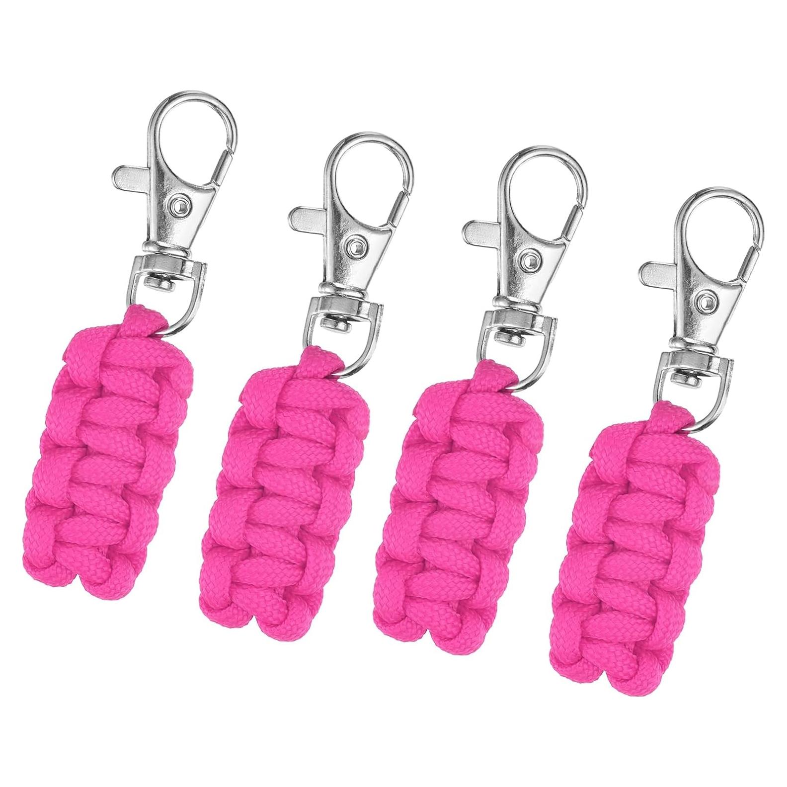 Tiradores de Cremallera Paracord uxcell 76 mm Rosa - 4 Piezas
