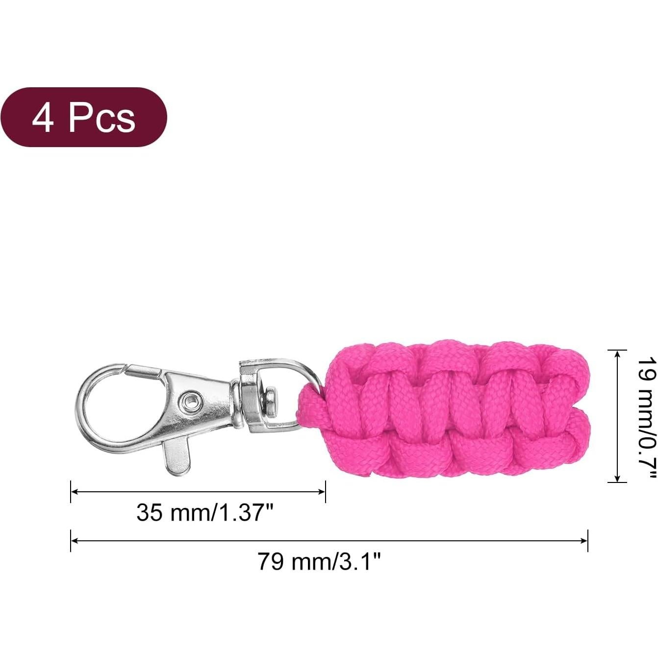 Tiradores de Cremallera Paracord uxcell 76 mm Rosa - 4 Piezas