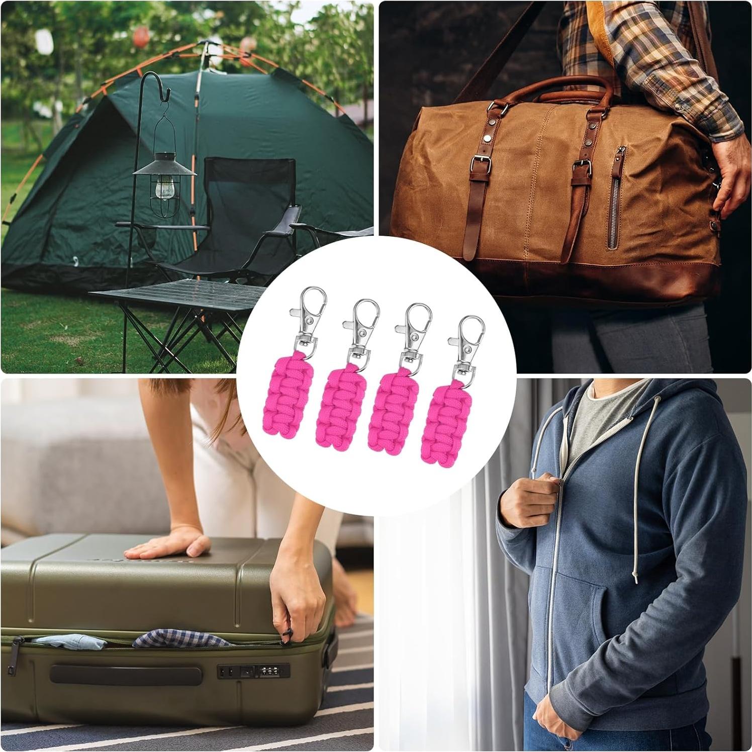 Tiradores de Cremallera Paracord uxcell 76 mm Rosa - 4 Piezas