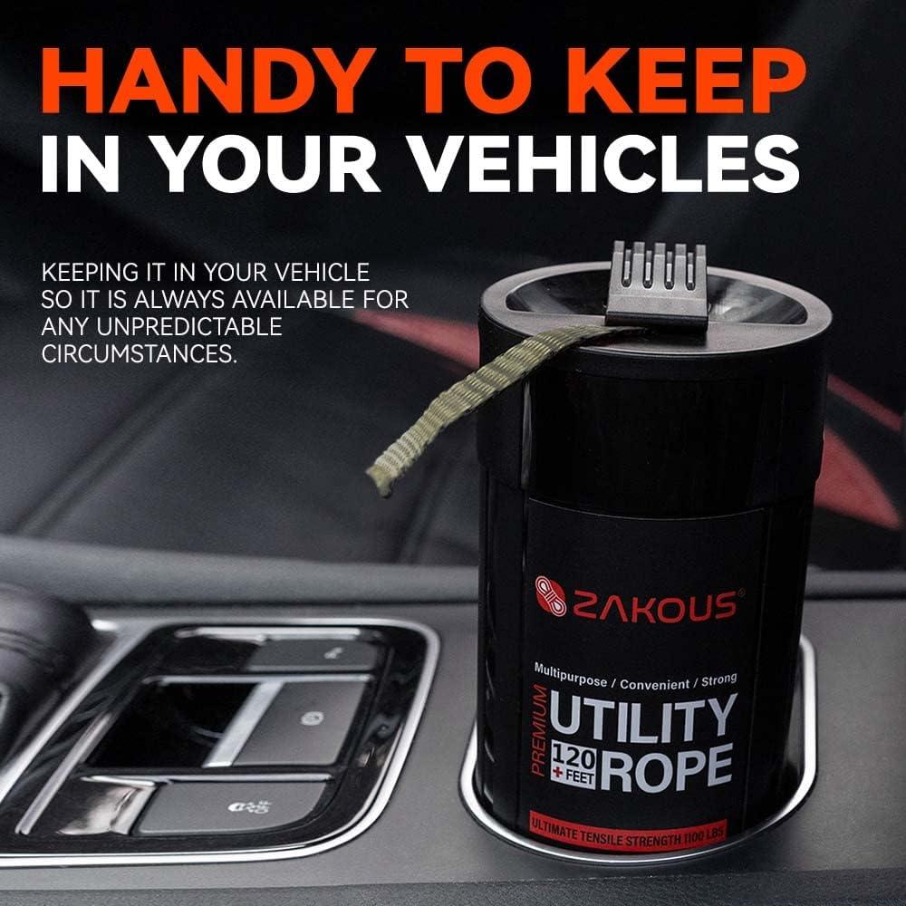 Canasta de Cuerda Zakous 36m Nylon Verde Oliva 1100lb Resistencia