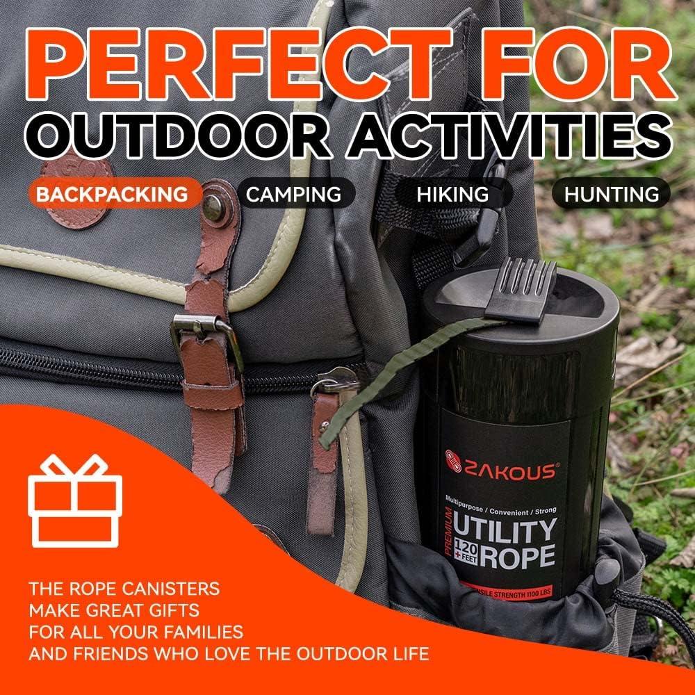 Canasta de Cuerda Zakous 36m Nylon Verde Oliva 1100lb Resistencia