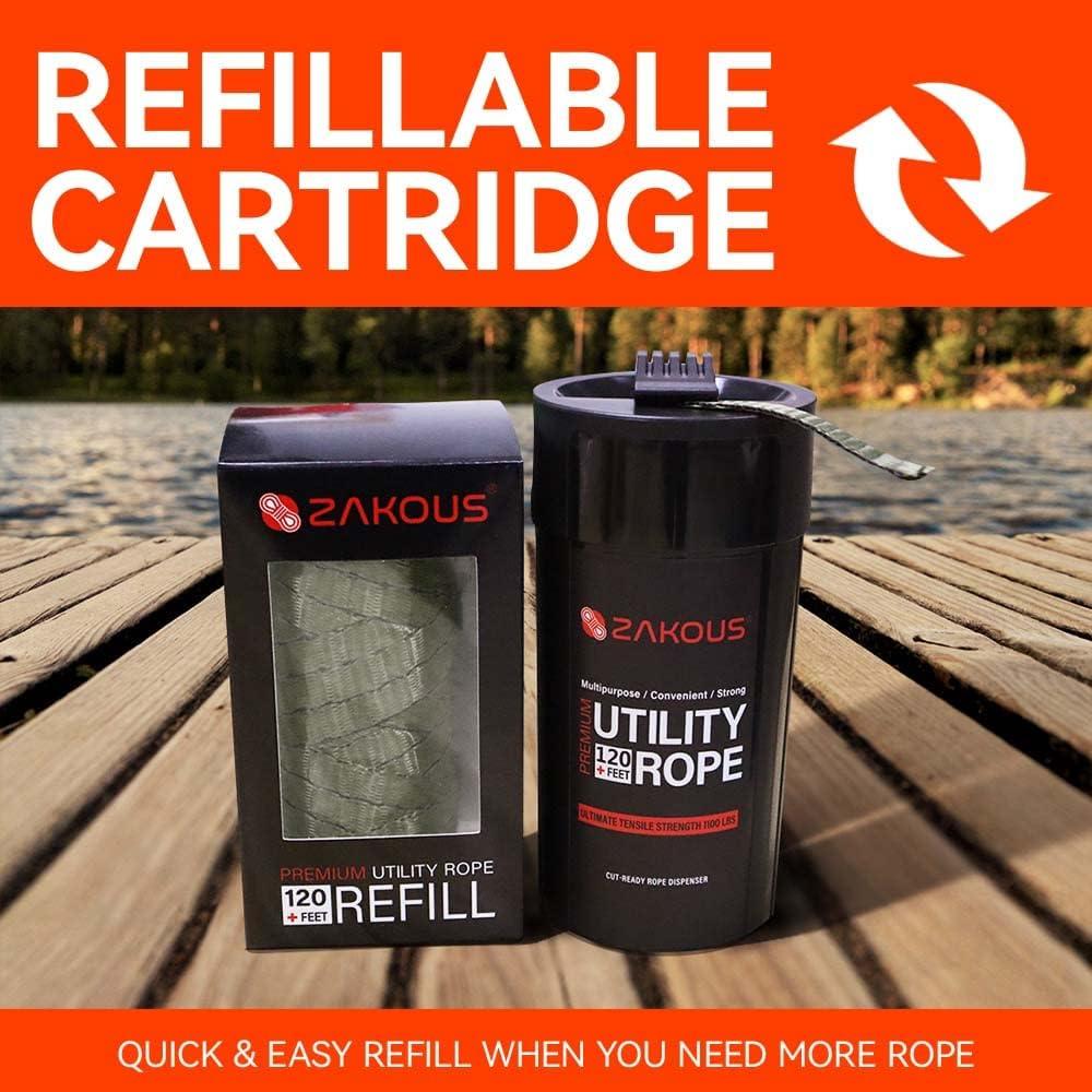 Canasta de Cuerda Zakous 36m Nylon Verde Oliva 1100lb Resistencia