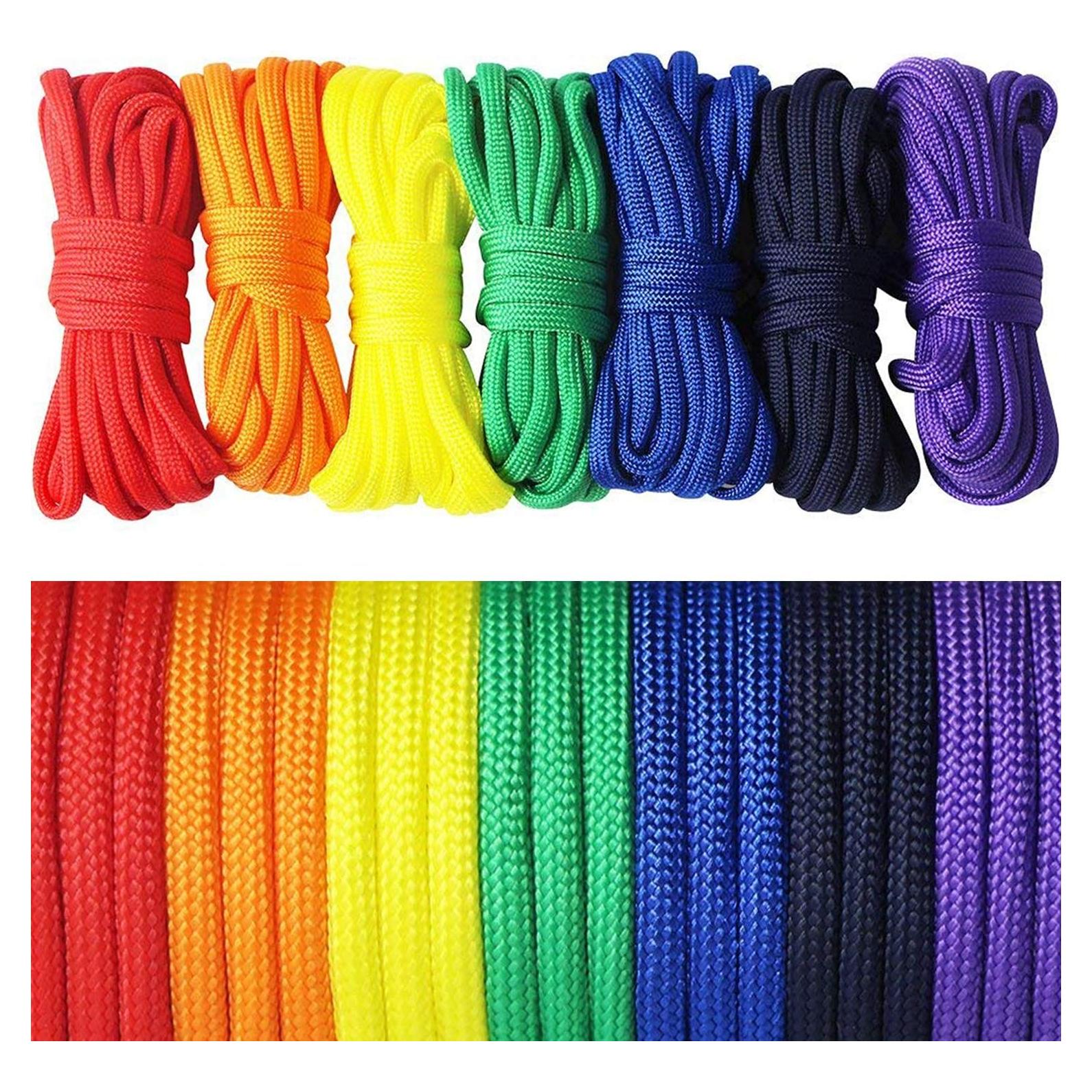 Cuerda Paracord UOOOM 7 Pcs 3m 4mm Arcoíris para DIY