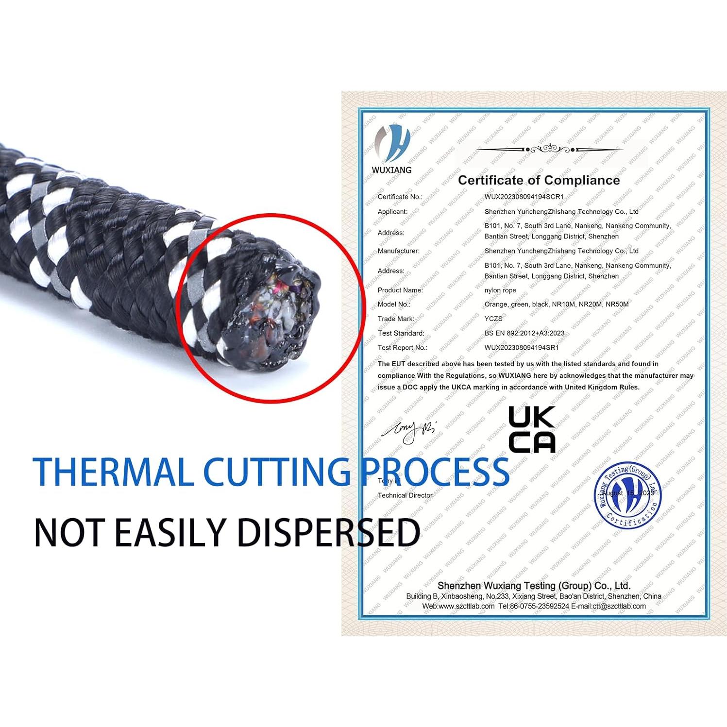 Cuerda Paracord 10M 8mm Nylon Reflectante YCZS Negro