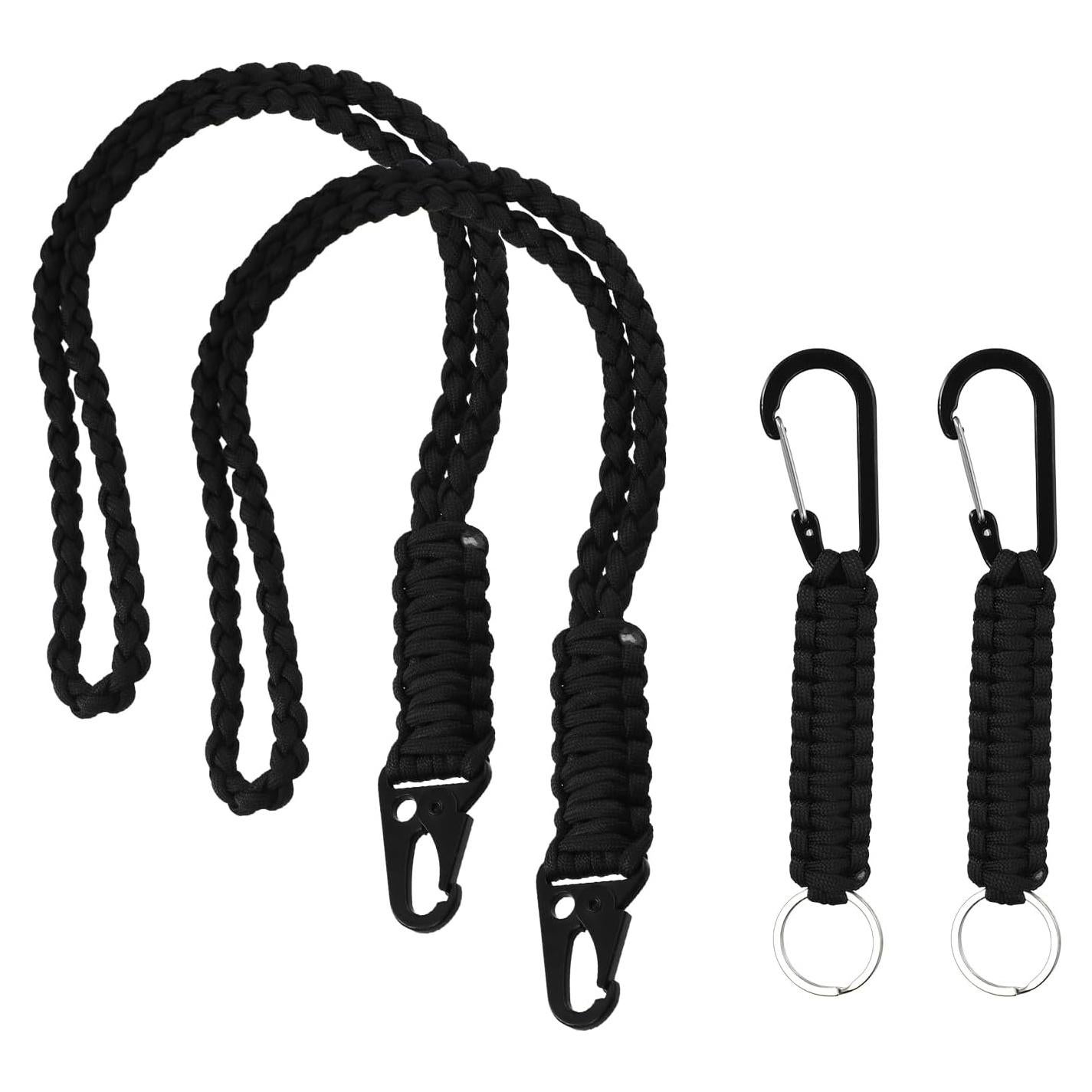 4 Lanyards de Paracord Alta Resistencia PKRFCJ Negro 55cm