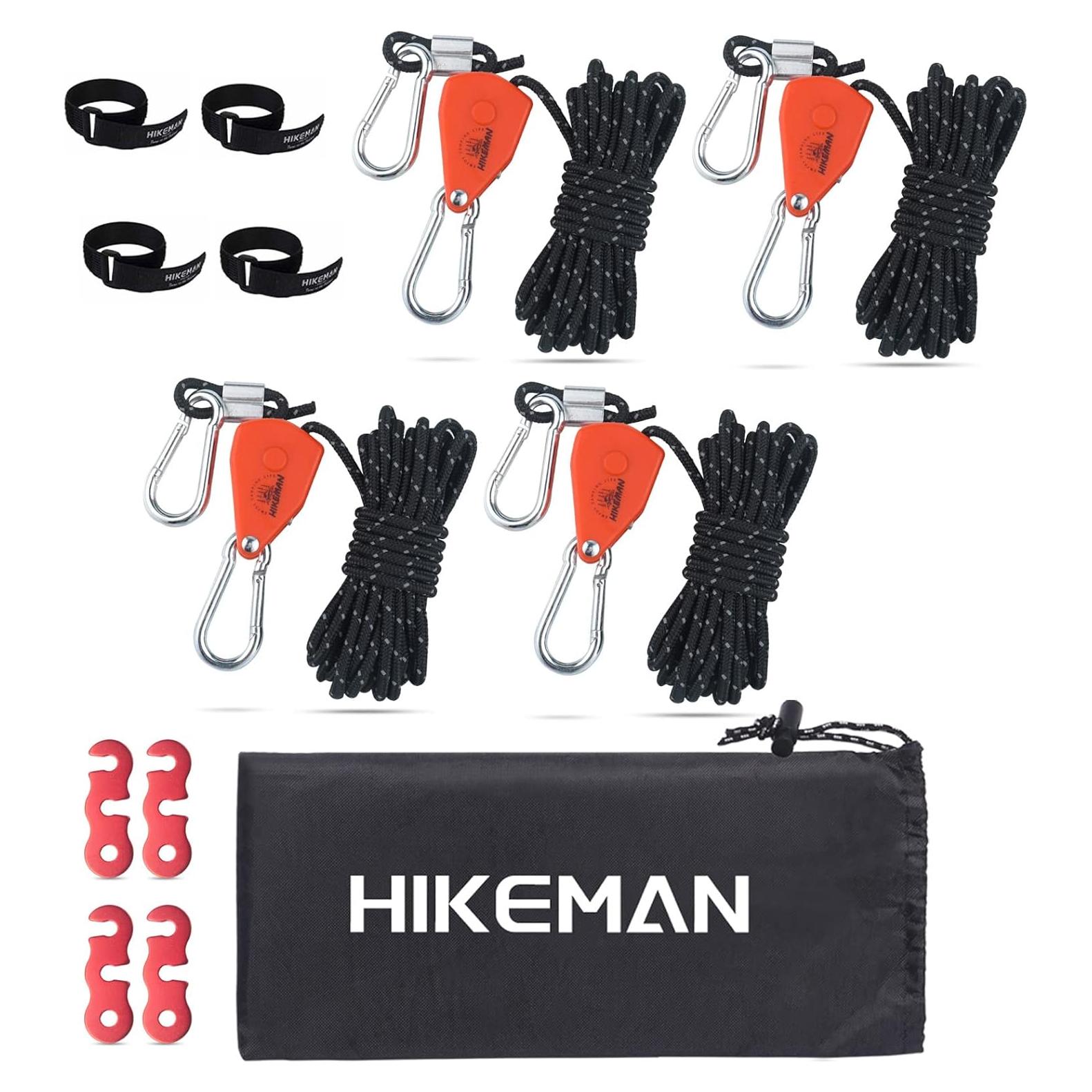 Cuerda de Camping HIKEMAN 4m Ajustable con Polea y Clips