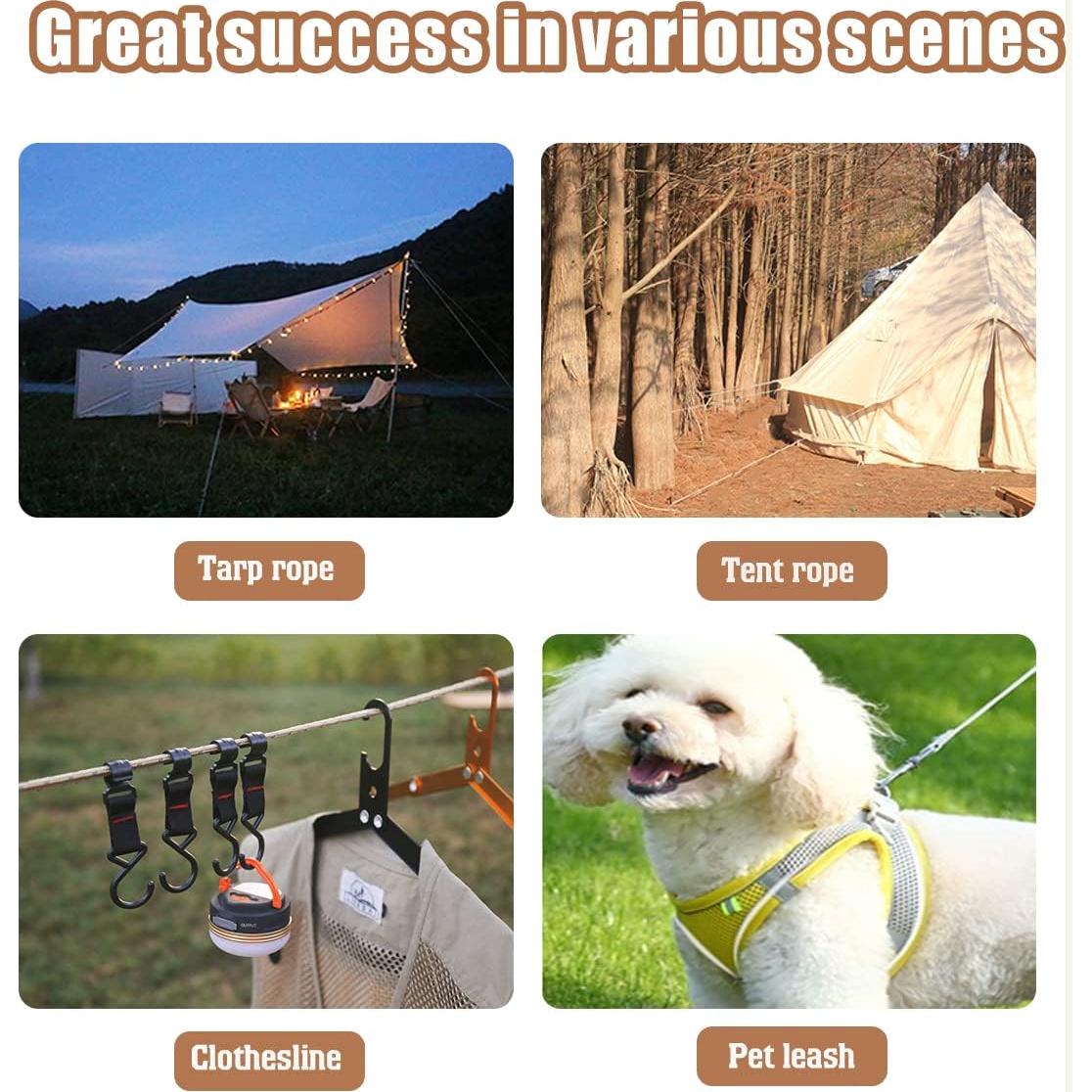 Cuerda de Camping HIKEMAN 4m Ajustable con Polea y Clips