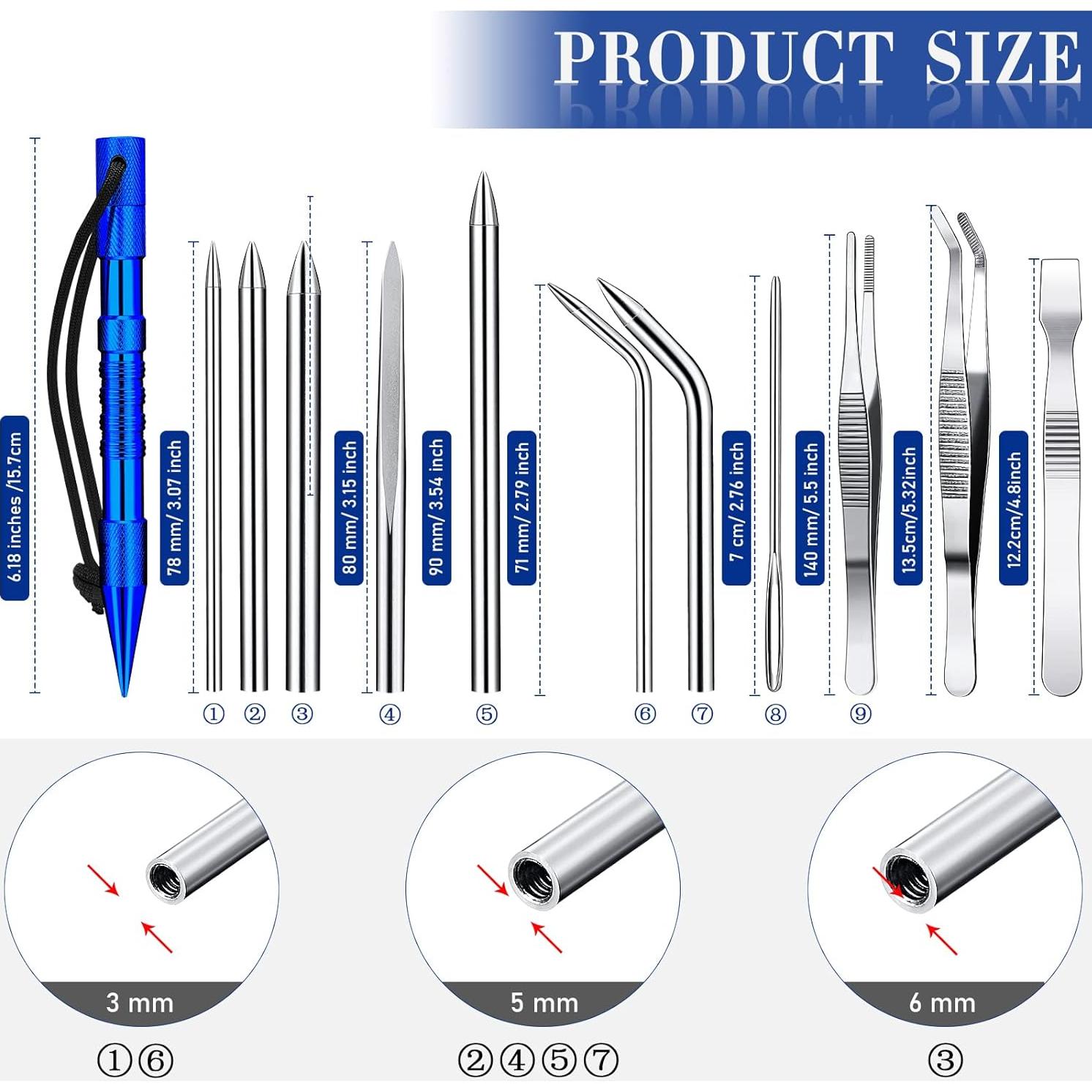 Juego de 14 Piezas de Agujas para Paracord Honoson - Acero Inoxidable