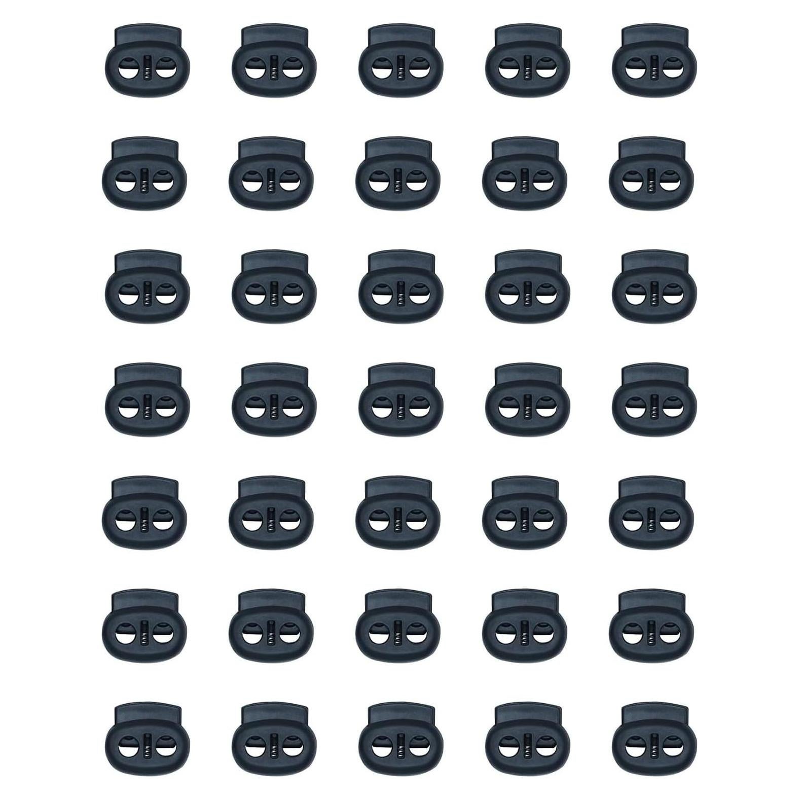 Cierres de cordón plástico Cuteabc 35PCS doble orificio negro