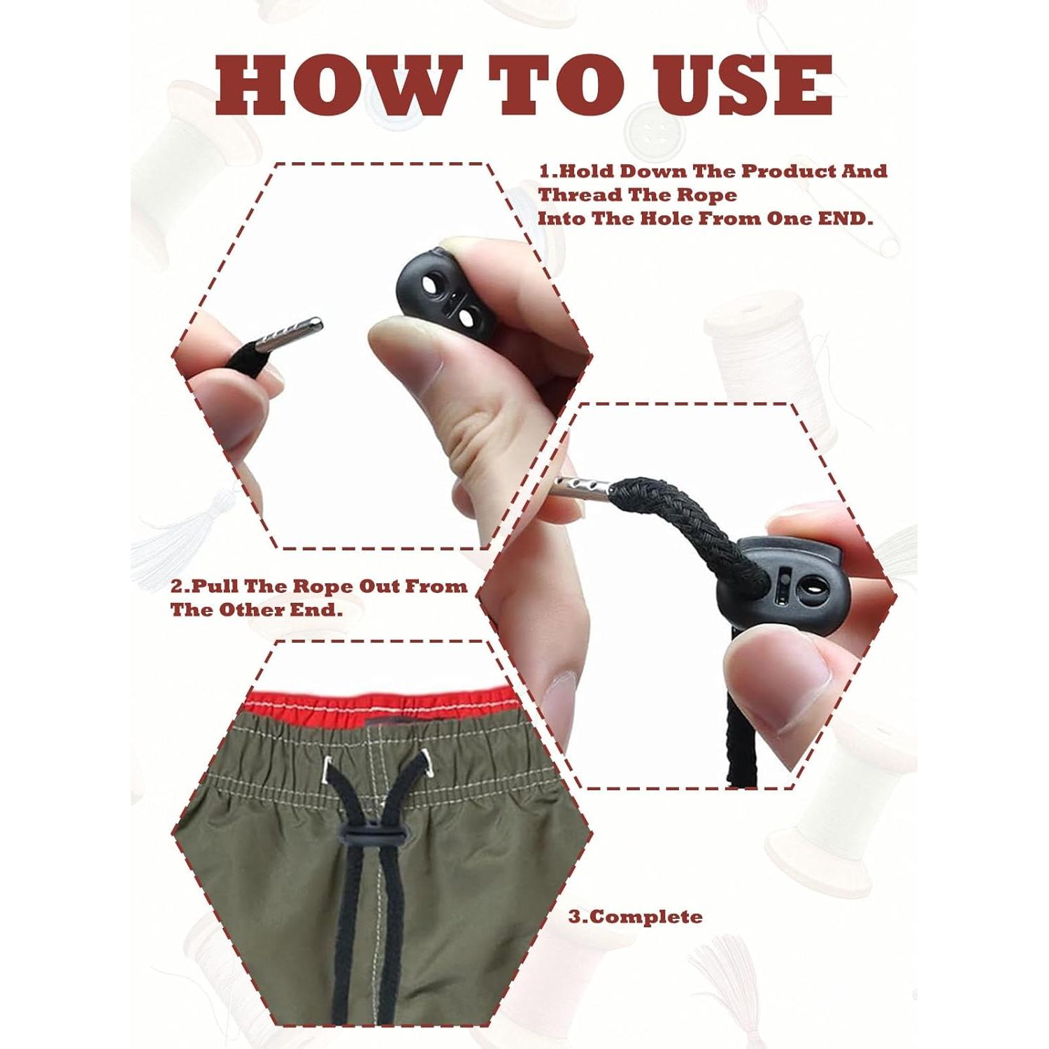 Cierres de cordón plástico Cuteabc 35PCS doble orificio negro