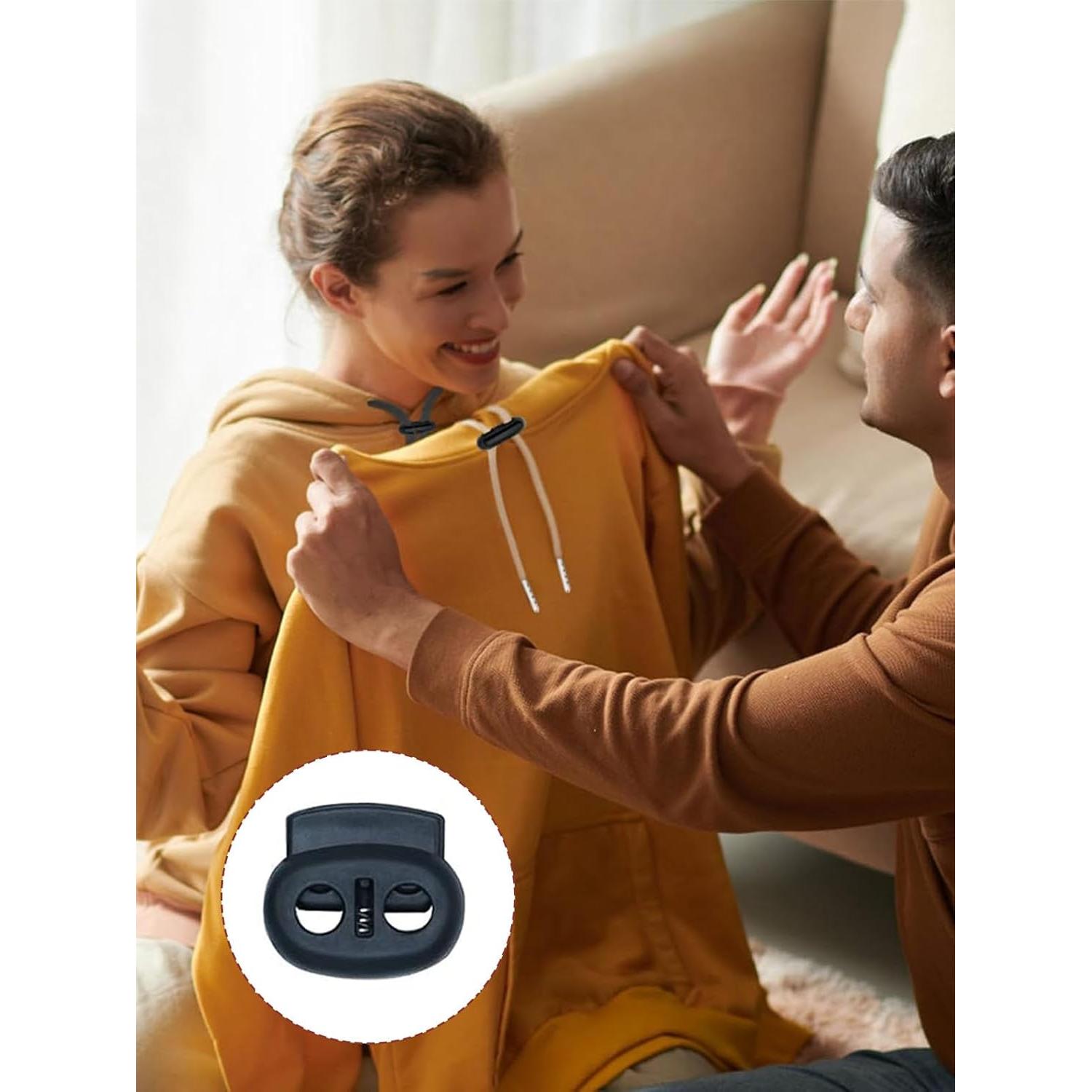 Cierres de cordón plástico Cuteabc 35PCS doble orificio negro