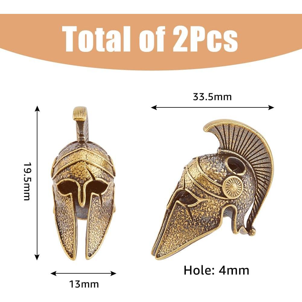 Beads de Paracord Casco Bronce Antiguo SUPERFINDINGS 2 Piezas