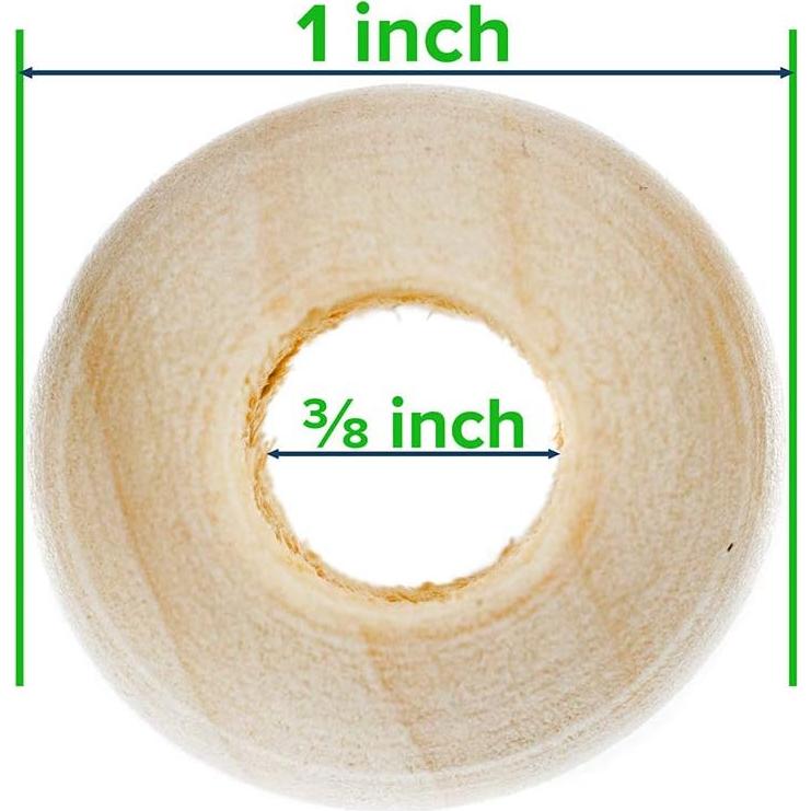 Perlas de Madera Natural Paracord Planet 25 mm Paquete de 100