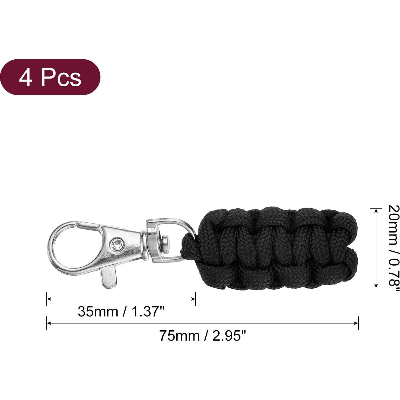 Tiradores de Cremallera Paracord uxcell 4 Piezas Negro 75mm